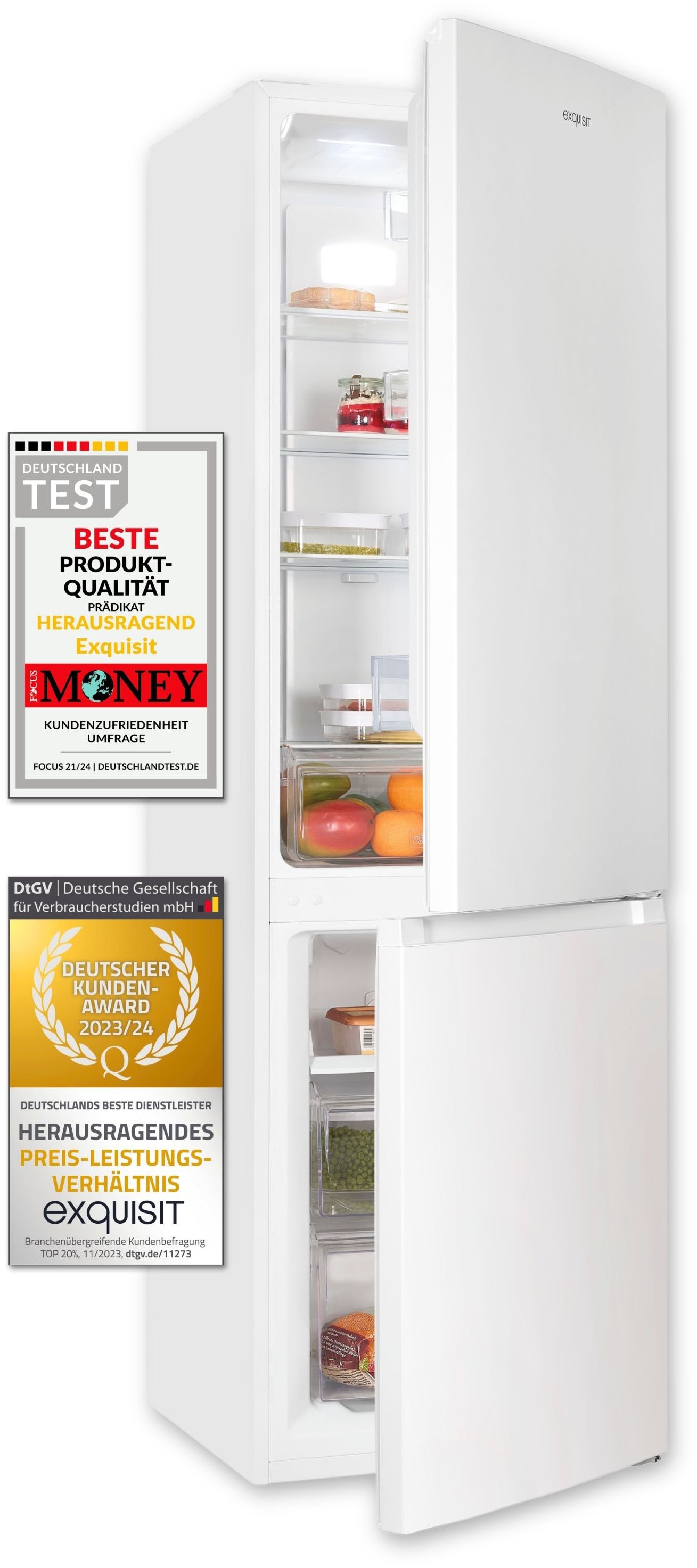 exquisit Kühl-/Gefrierkombination »KGC265-70-NF-040C« 180,5 cm hoch 54,5 cm breit Energieeffizienzklasse C, 253 Liter Nutzinhalt, Total NoFrost