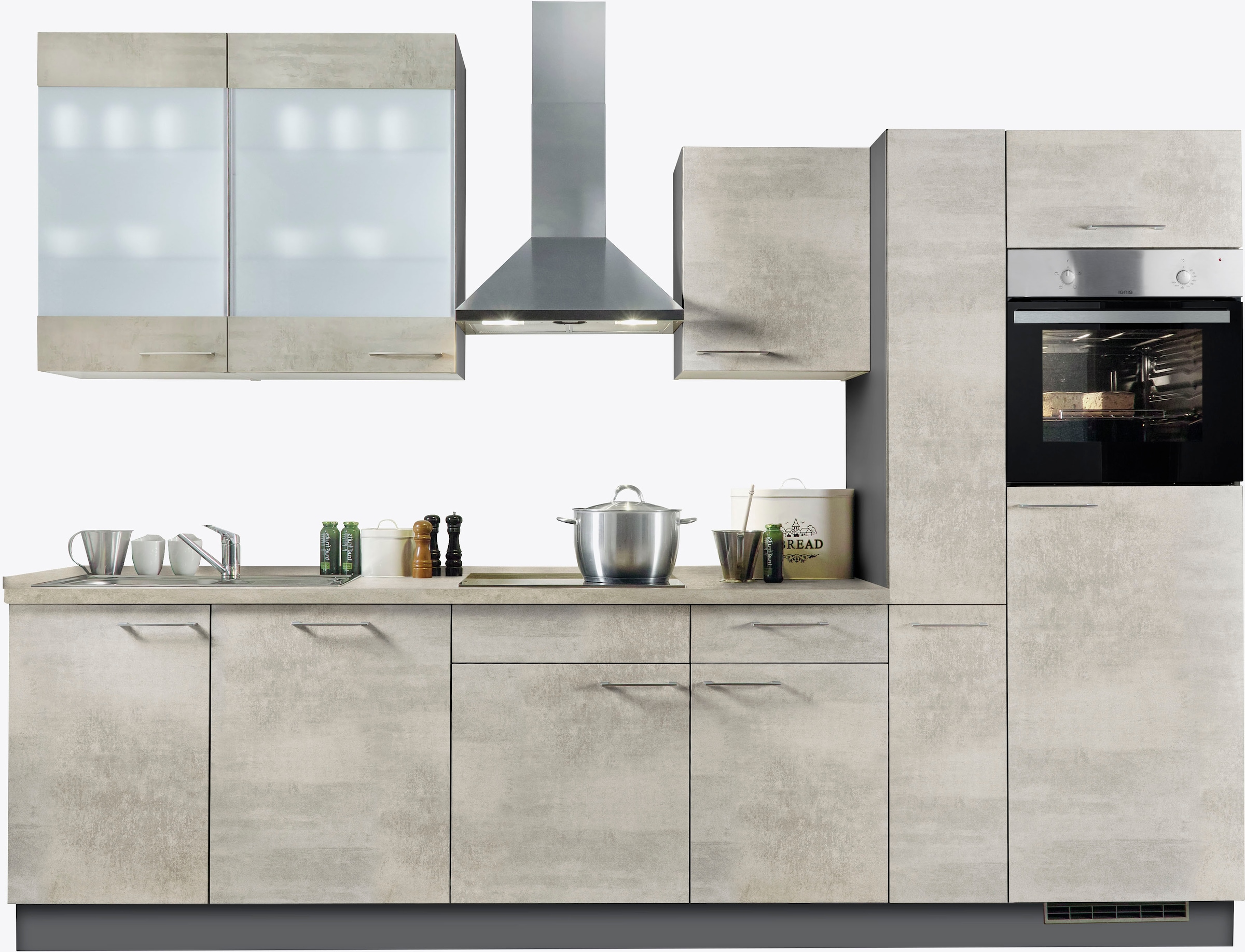 Express Küchen Küchenzeile »Trea«, vormontiert, mit Vollauszug und  Soft-Close-Funktion, Breite 310 cm online bei OTTO | Vorratsschränke