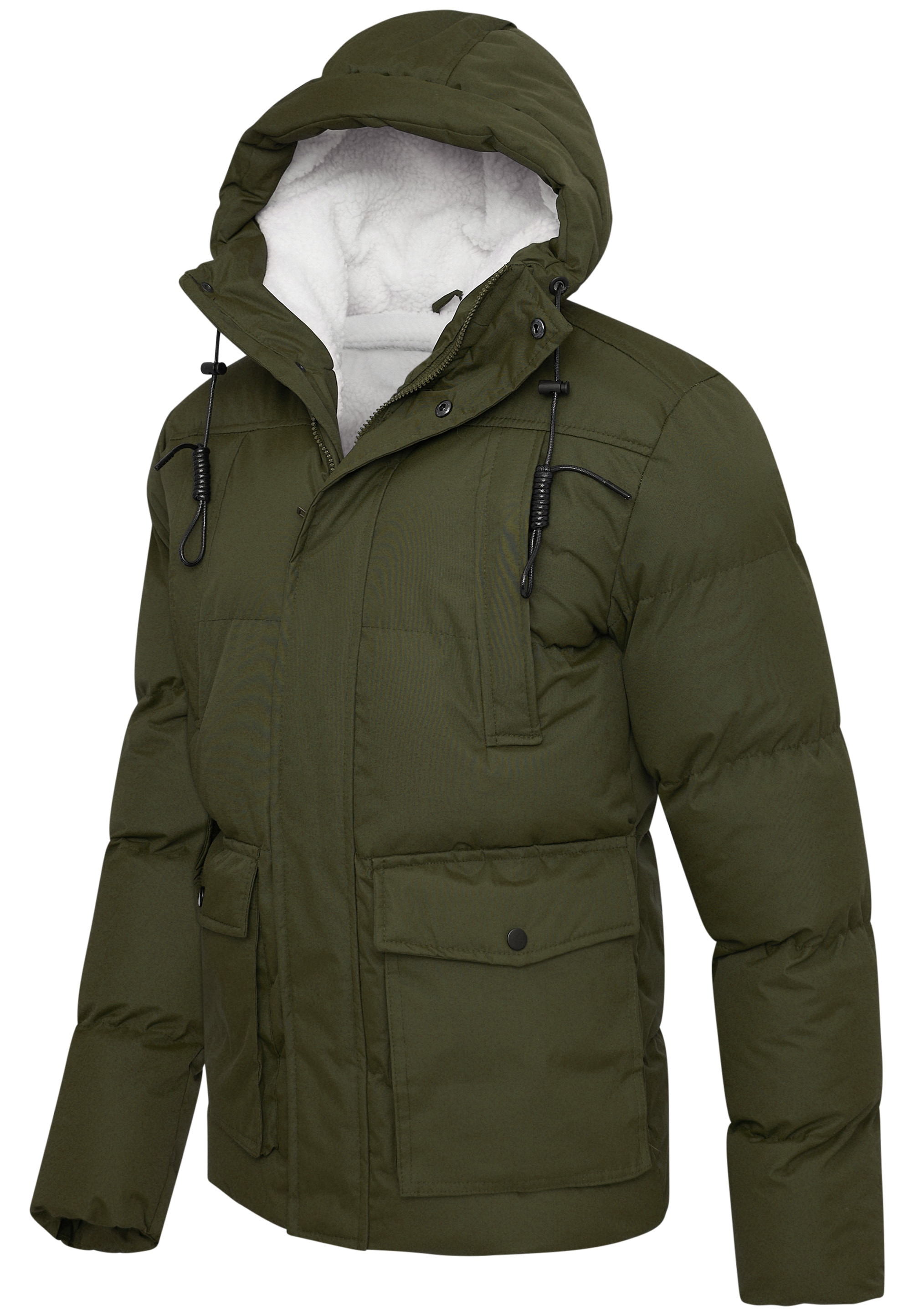 SOULSTAR Winterjacke »Steppjacke mit Kapuze & Teddyfell - Pufferjacke« mit Kapuze Herren warme Steppjacke mit Kapuze Pufferjacke Outdoor-Jacke