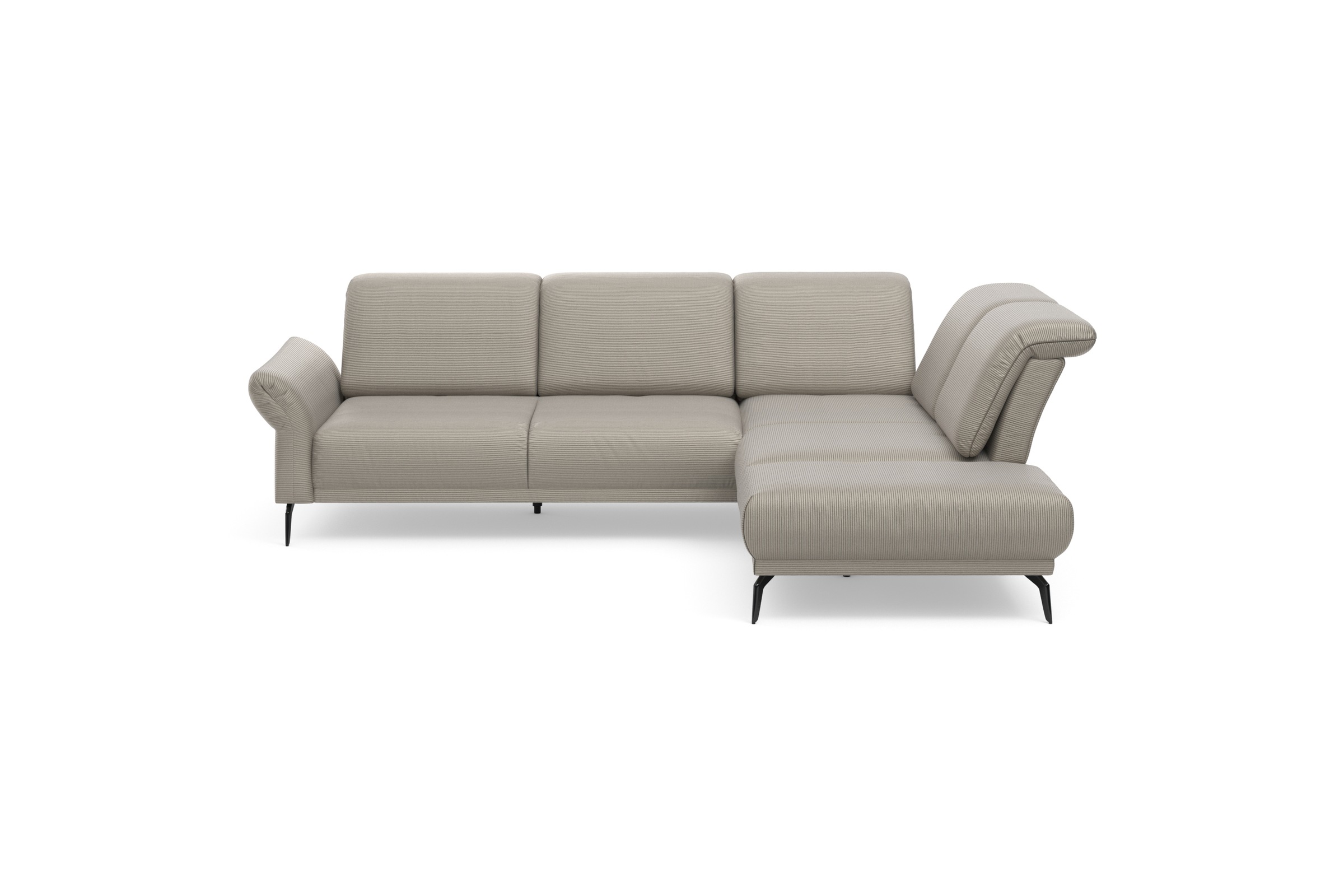 INOSIGN Ecksofa »Coco L-Form«, Sitztiefen-, Arm- und Kopfteilverstellung, Cord-Bezug, Fußhöhe 15 cm