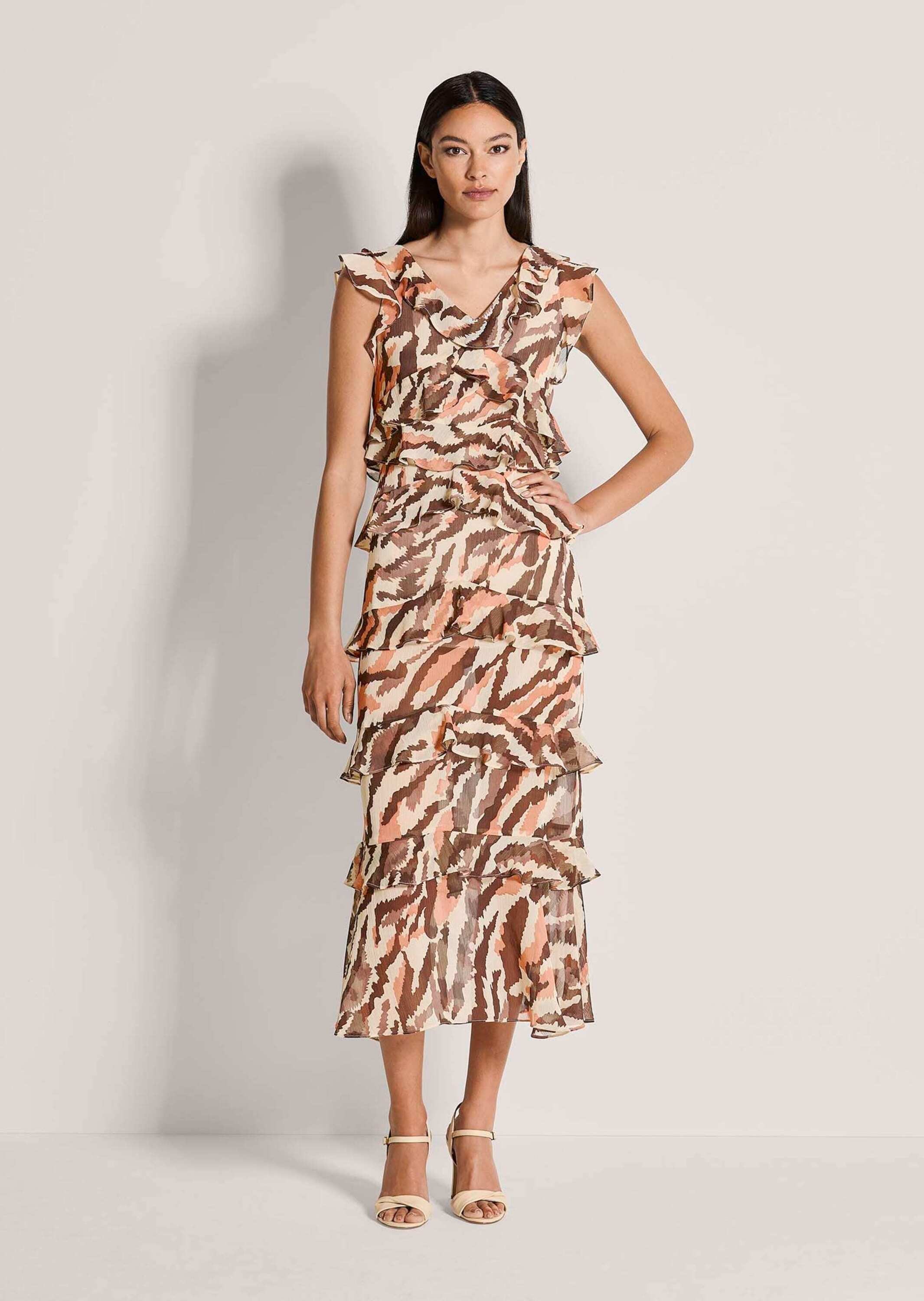 MADELEINE Midikleid »Chiffonkleid Sommerkleid mit Animal-Print« Volants