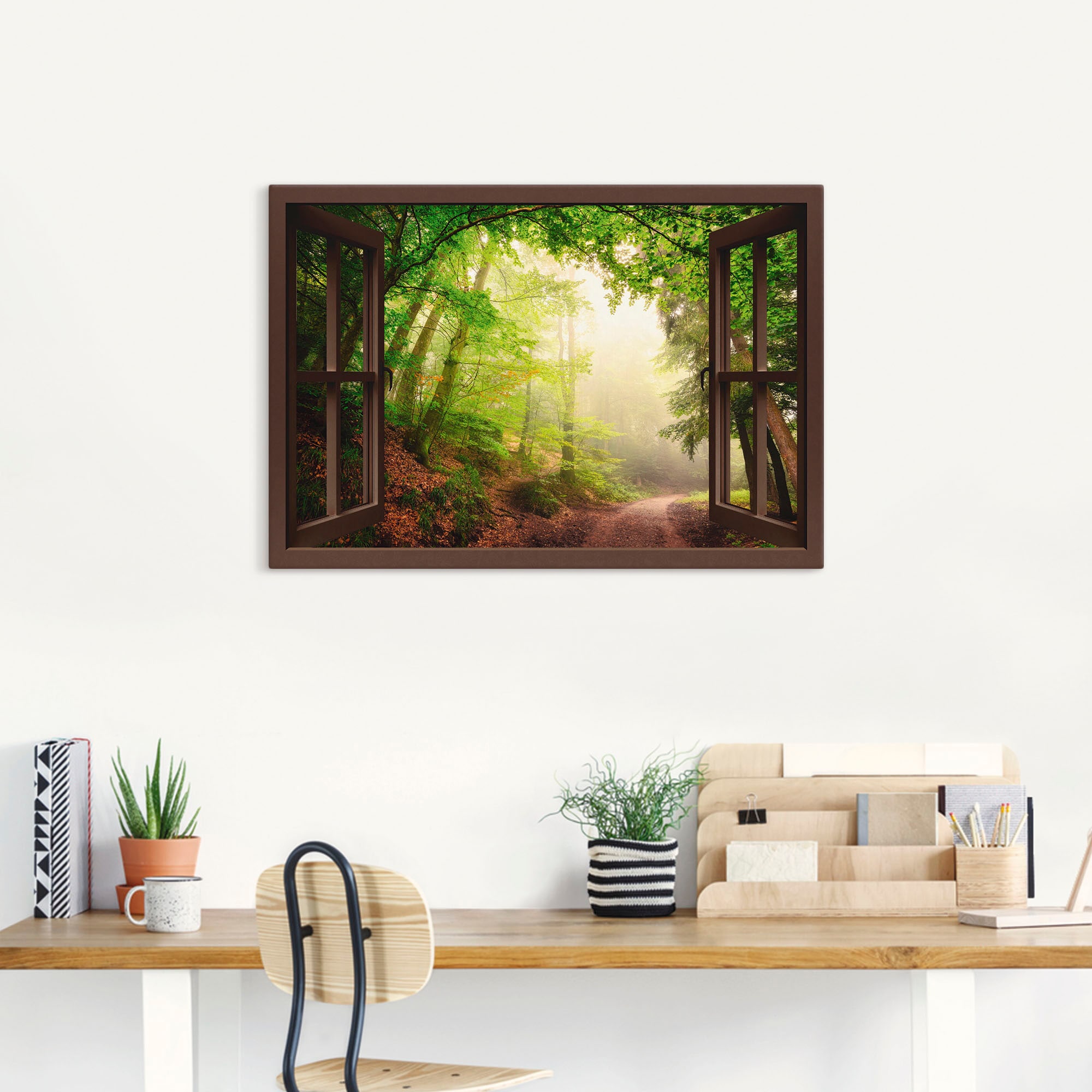 Größen im Torbögen OTTO Leinwandbild, (1 in »Fensterblick St.), oder Wandaufkleber Alubild, Online Wandbild versch. Artland Bäume«, Poster durch Wald, Shop als