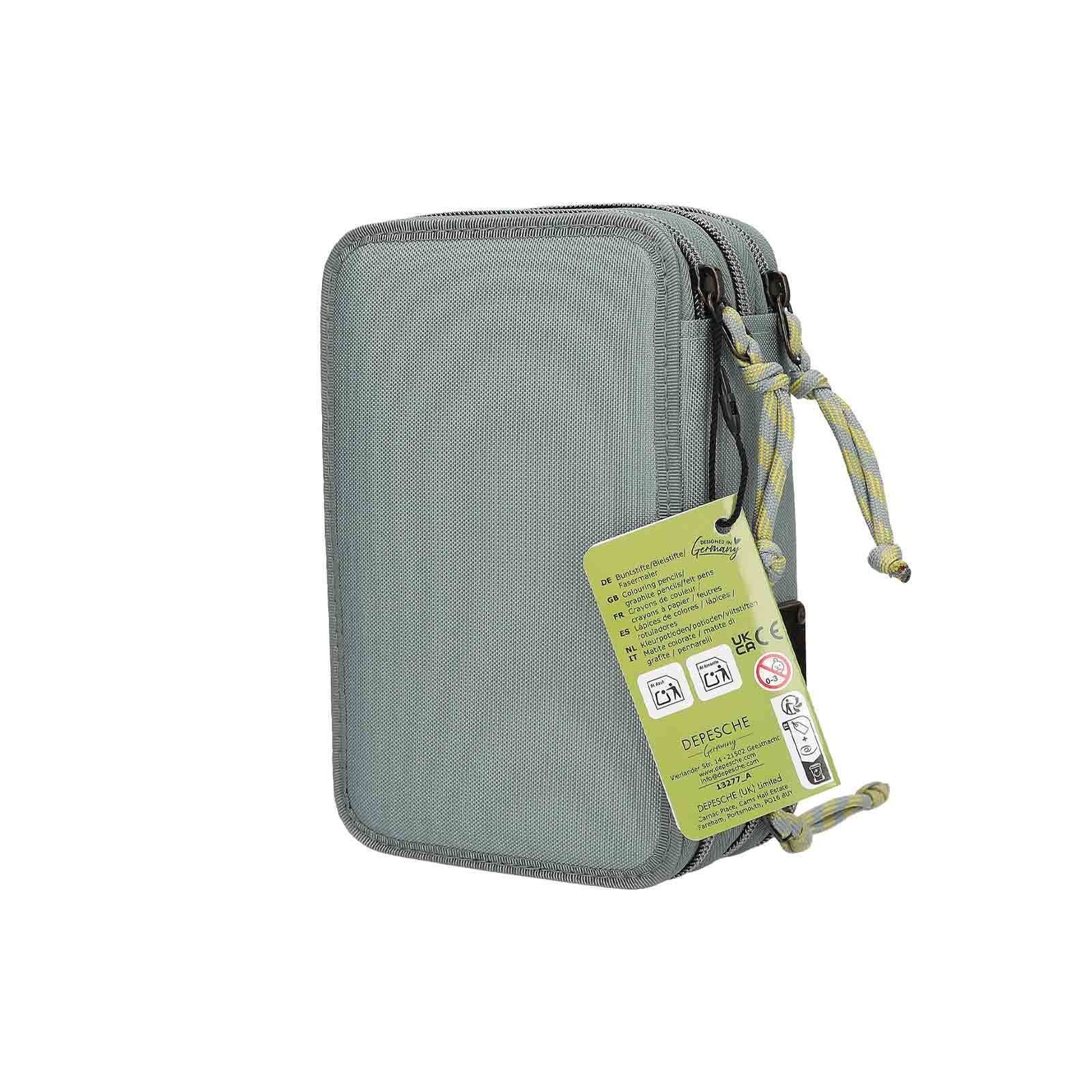 Depesche Buntstift »3-Fach Federtasche BITE inkl. Stifte Dino World 20 x 13 x 7,5 cm grau-grün«