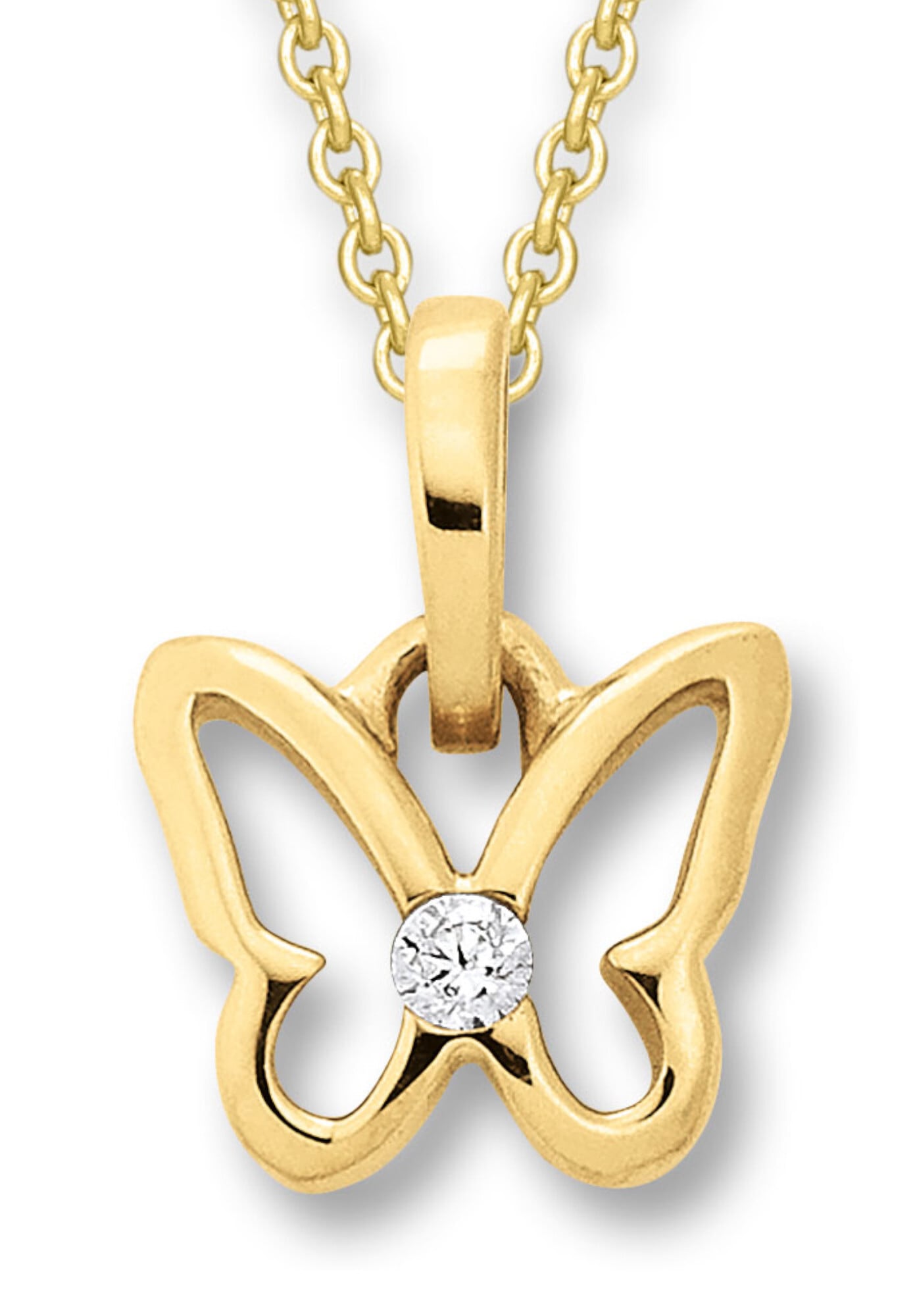 ONE ELEMENT Kettenanhänger »Zirkonia Schmetterling Anhänger aus 333 Gelbgold«