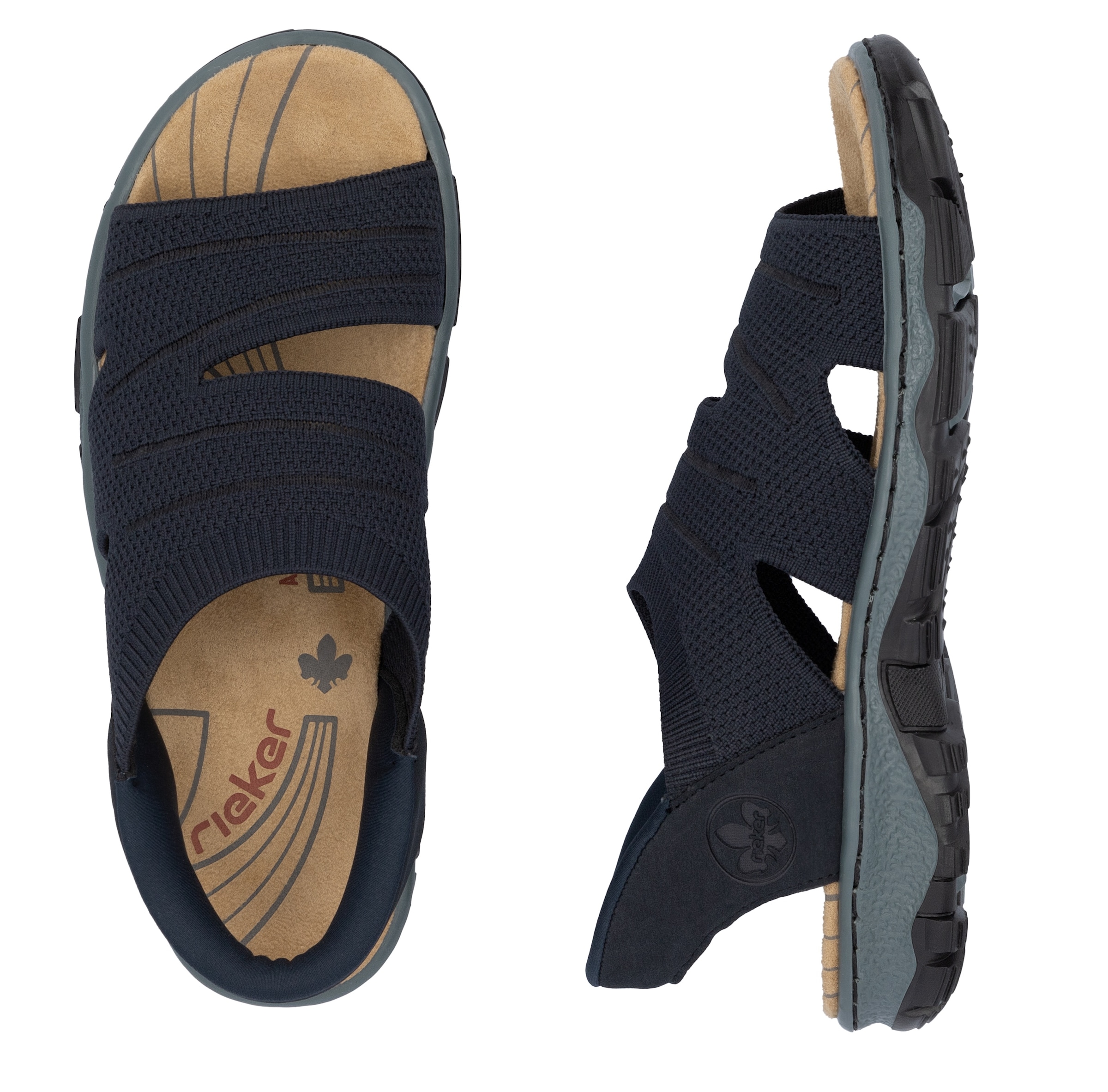 Rieker Sandale, Trekkingsandale, Outdoorsandale, Sommerschuh mit Elastik-Einschlupf