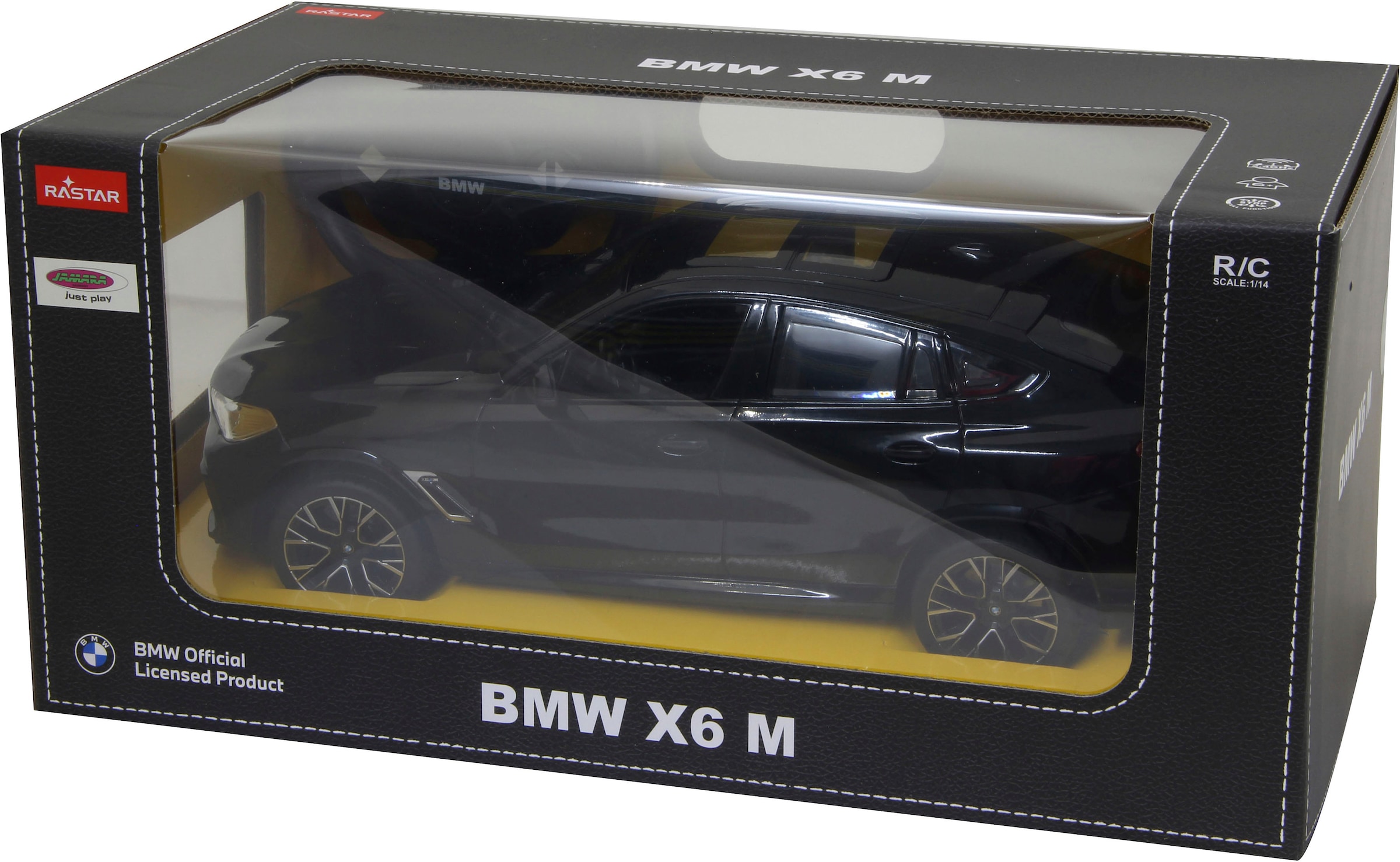 Jamara RC-Auto »Deluxe Cars, BMW X6 M 1:14, schwarz - 2,4 GHz«, mit LED-Lichtern