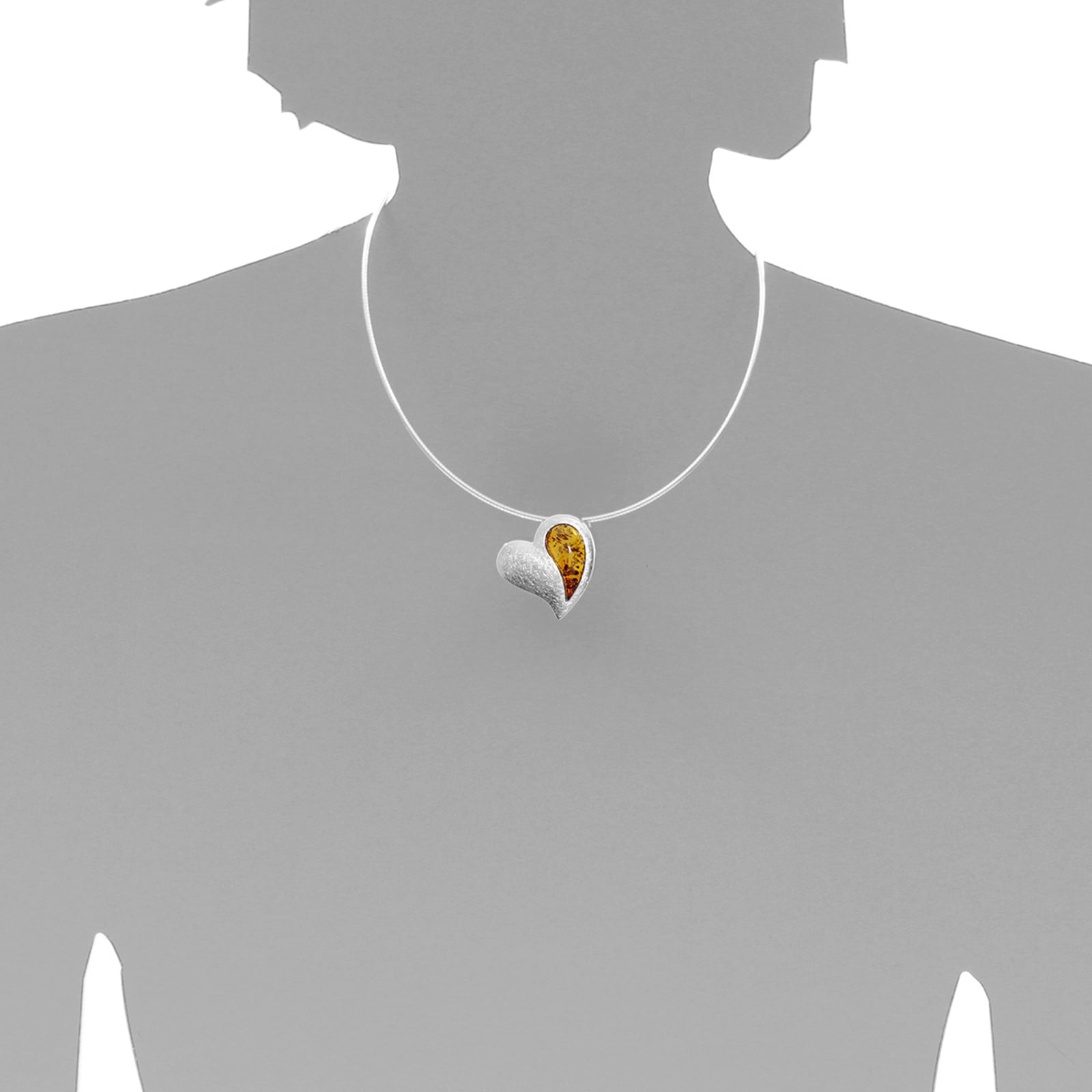 OSTSEE-SCHMUCK Kette mit Anhänger »- Gleiter-Herz 30 mm - Silber 925/000 - Bernstein«