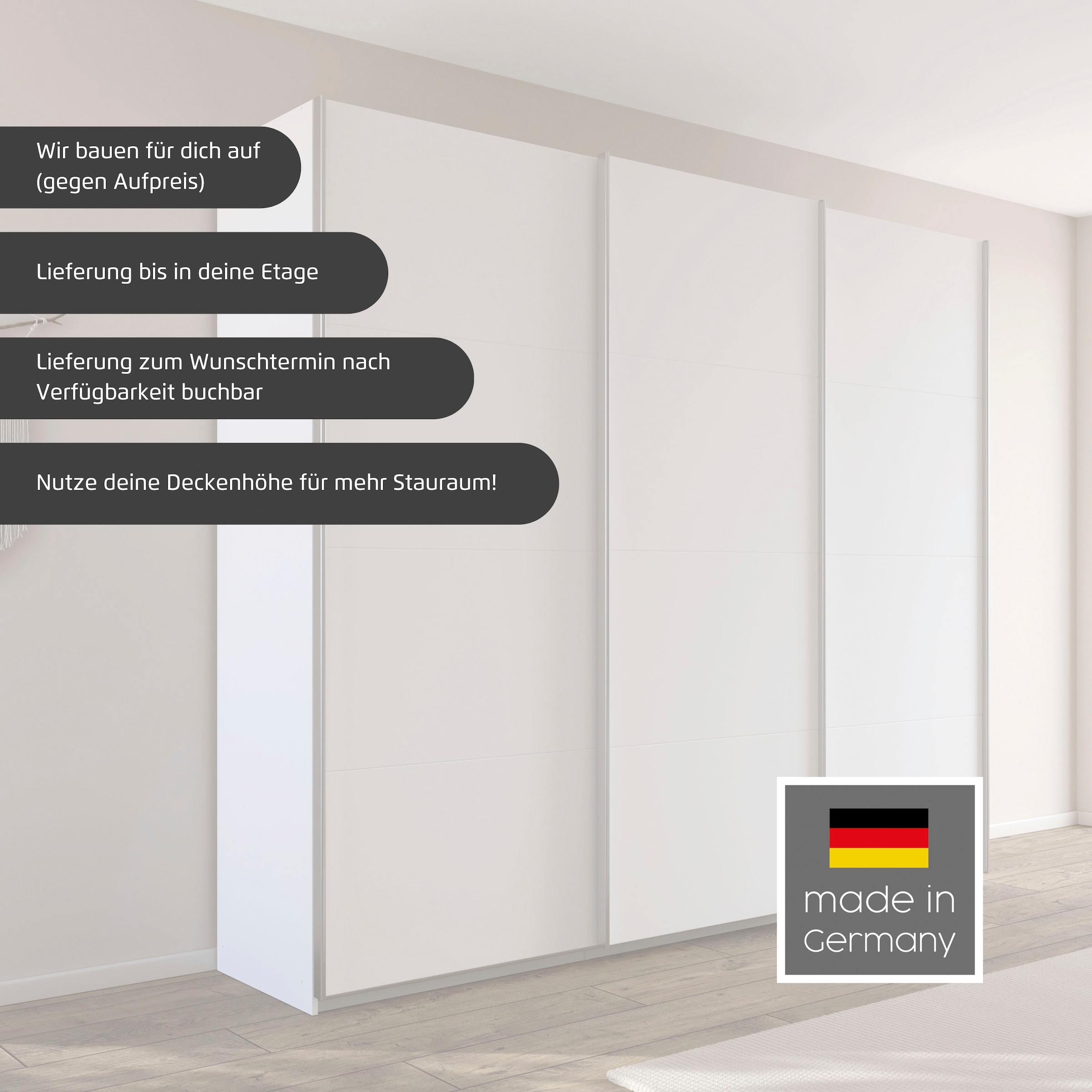rauch Schwebetürenschrank »Kleiderschrank Schrank Garderobe AGORDO«, (in zwei Griff-Farben), Top Innenausstattung, in 4 Breiten und 2 Höhen MADE IN GERMANY