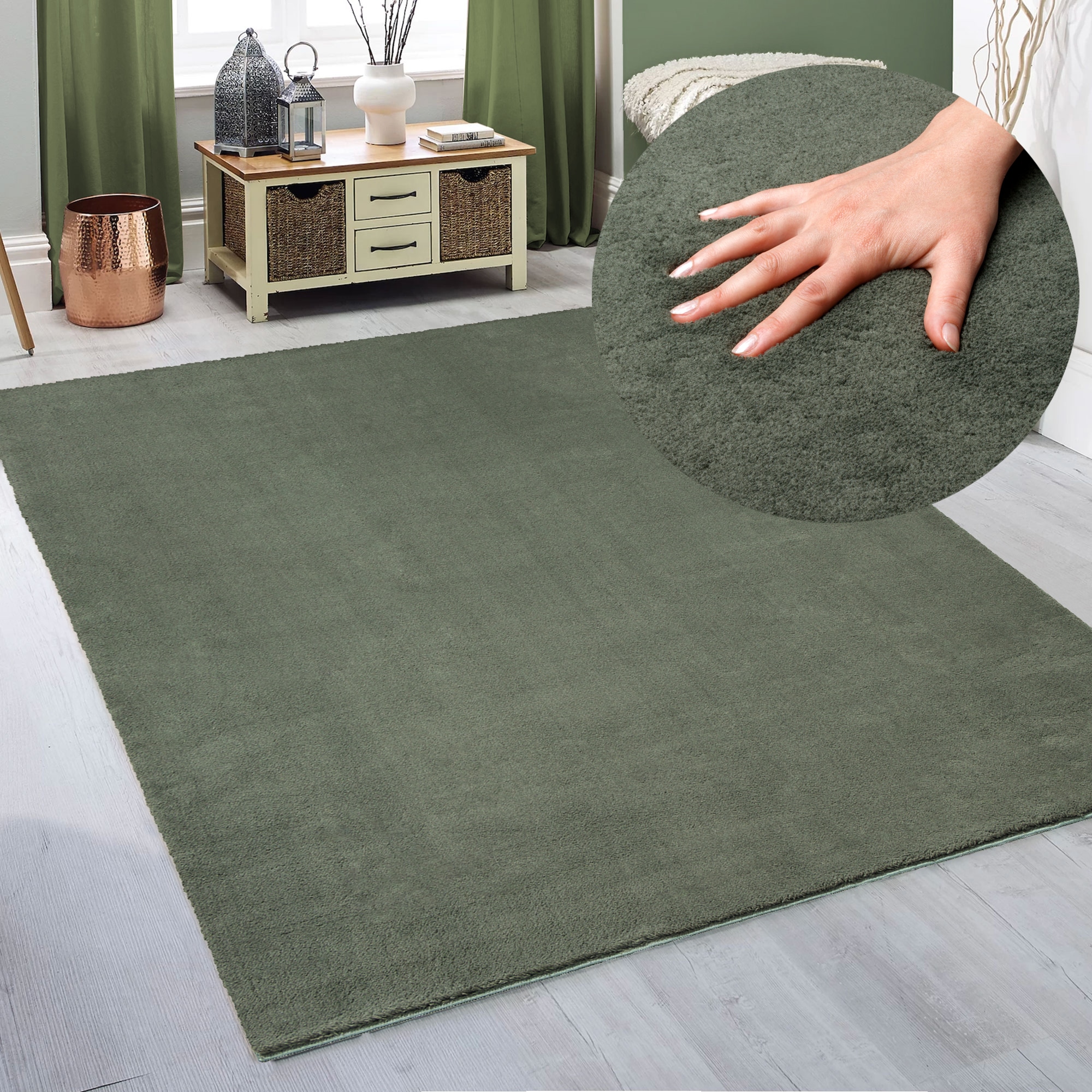 My Home Teppich »Arabell, Kunstfellteppich, Felloptik, waschbar, « rechteckig 16 mm Höhe flauschig, kuschelig, Anti-Rutsch-Unterseite, Wohnzimmer,...