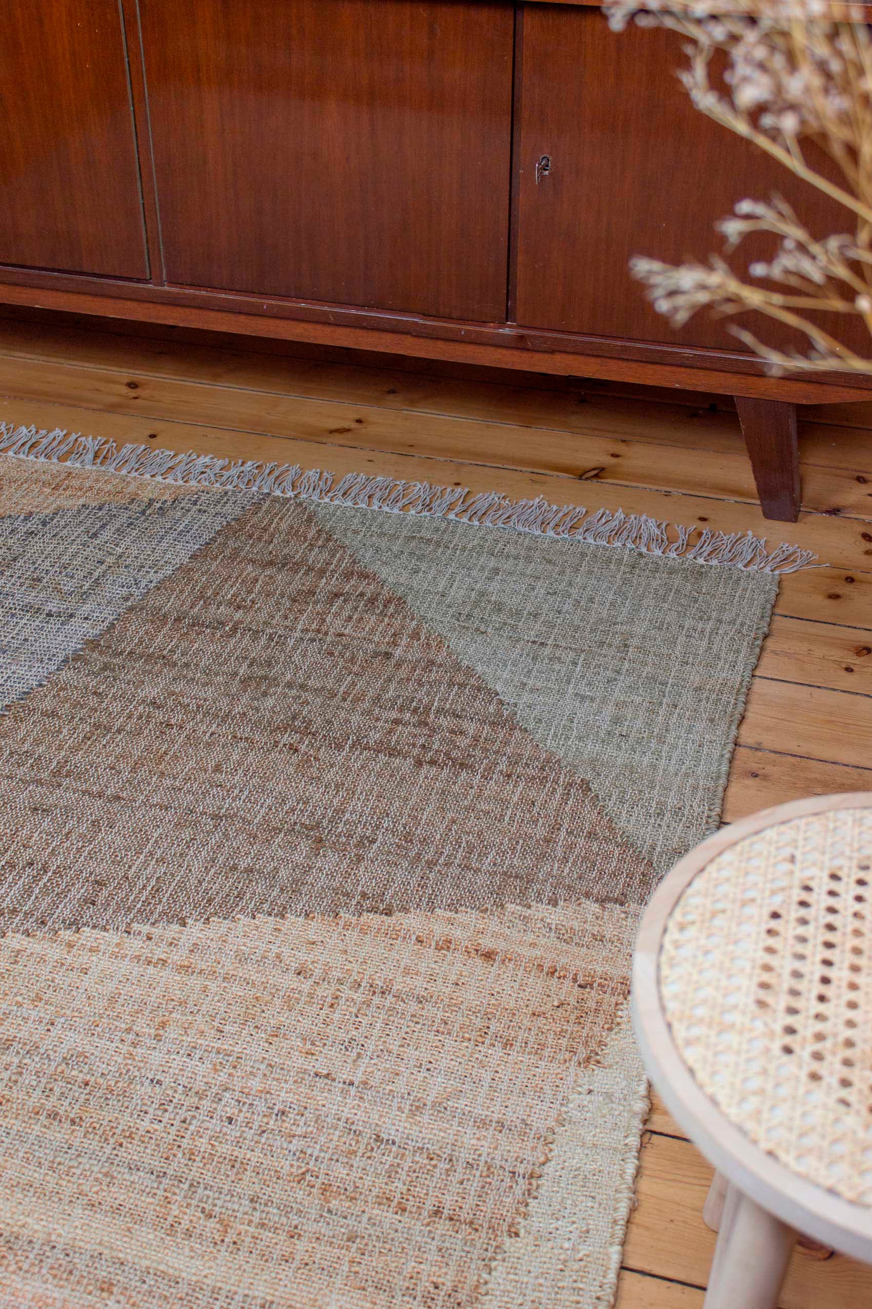 Green Looop Teppich »Vincent GL-82111«, rechteckig, 4 mm Höhe, Naturfaser Teppich aus 80% Jute 20% Baumwolle, mit Fransen, Wohnzimmer