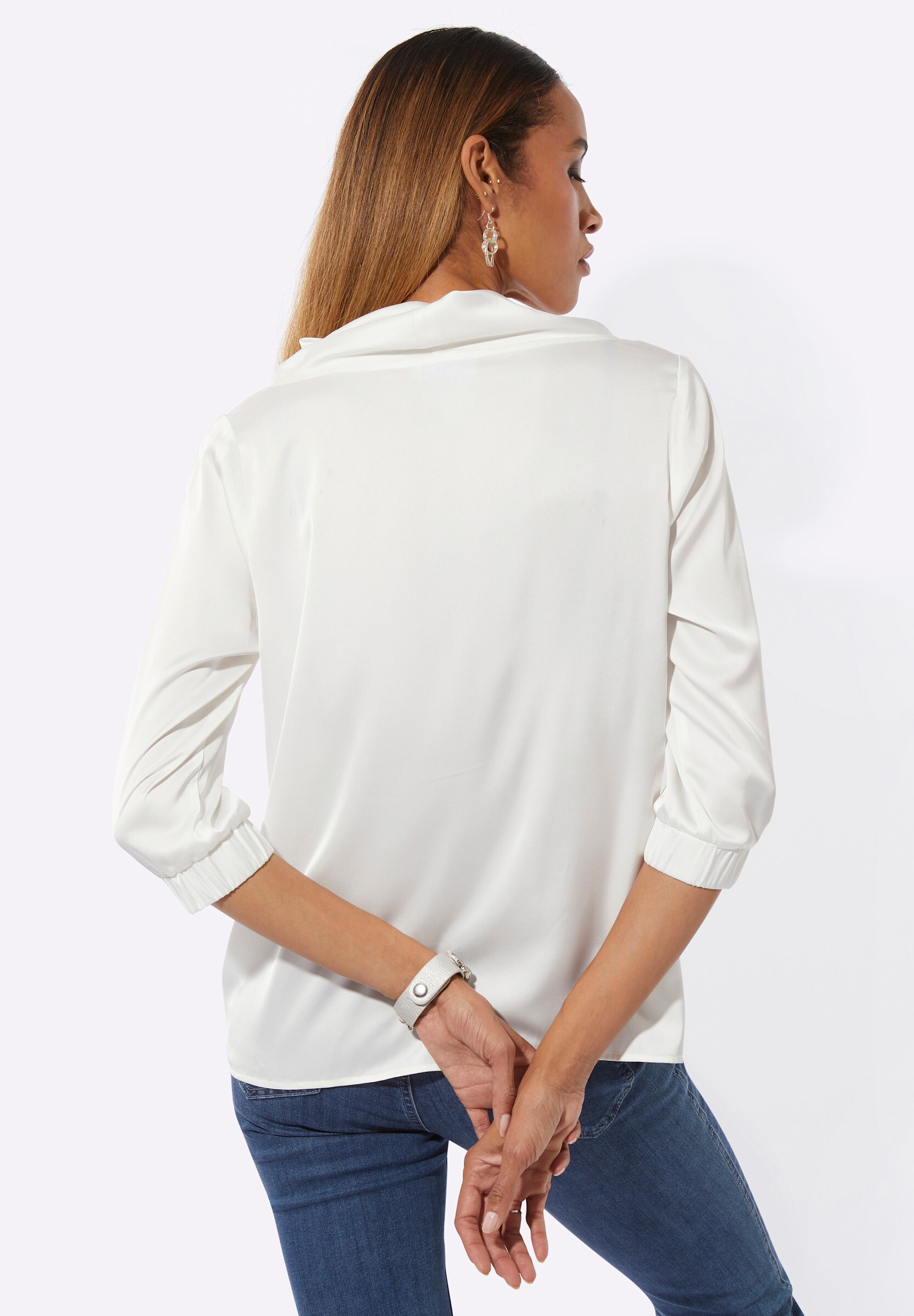 creation L Schlupfbluse »Satin-Bluse Satinbluse mit modischem Kragen«