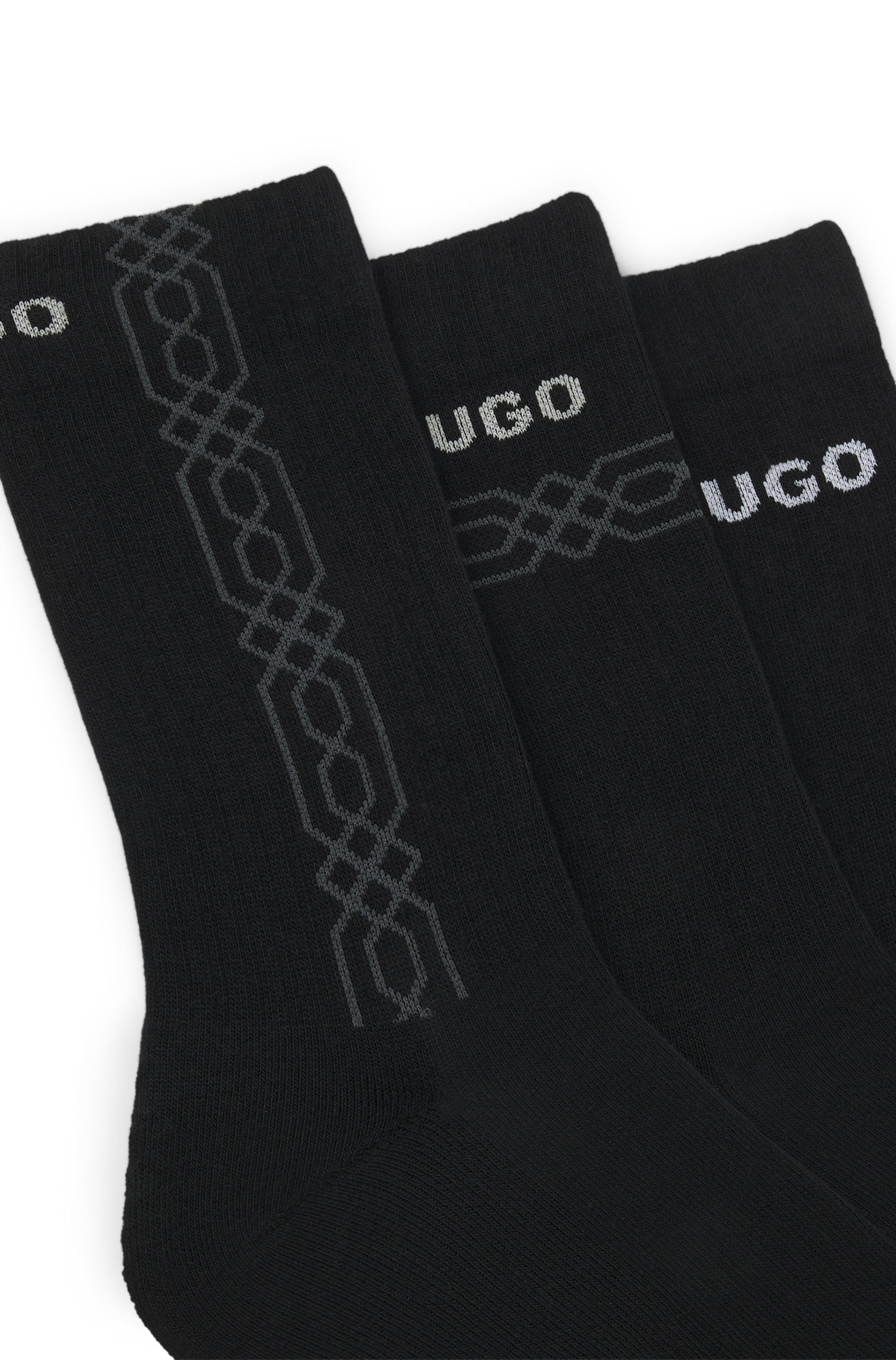 HUGO Underwear Kurzsocken Packung, 3er, 3 Paar tlg. Logoschriftzug, grafisches Muster