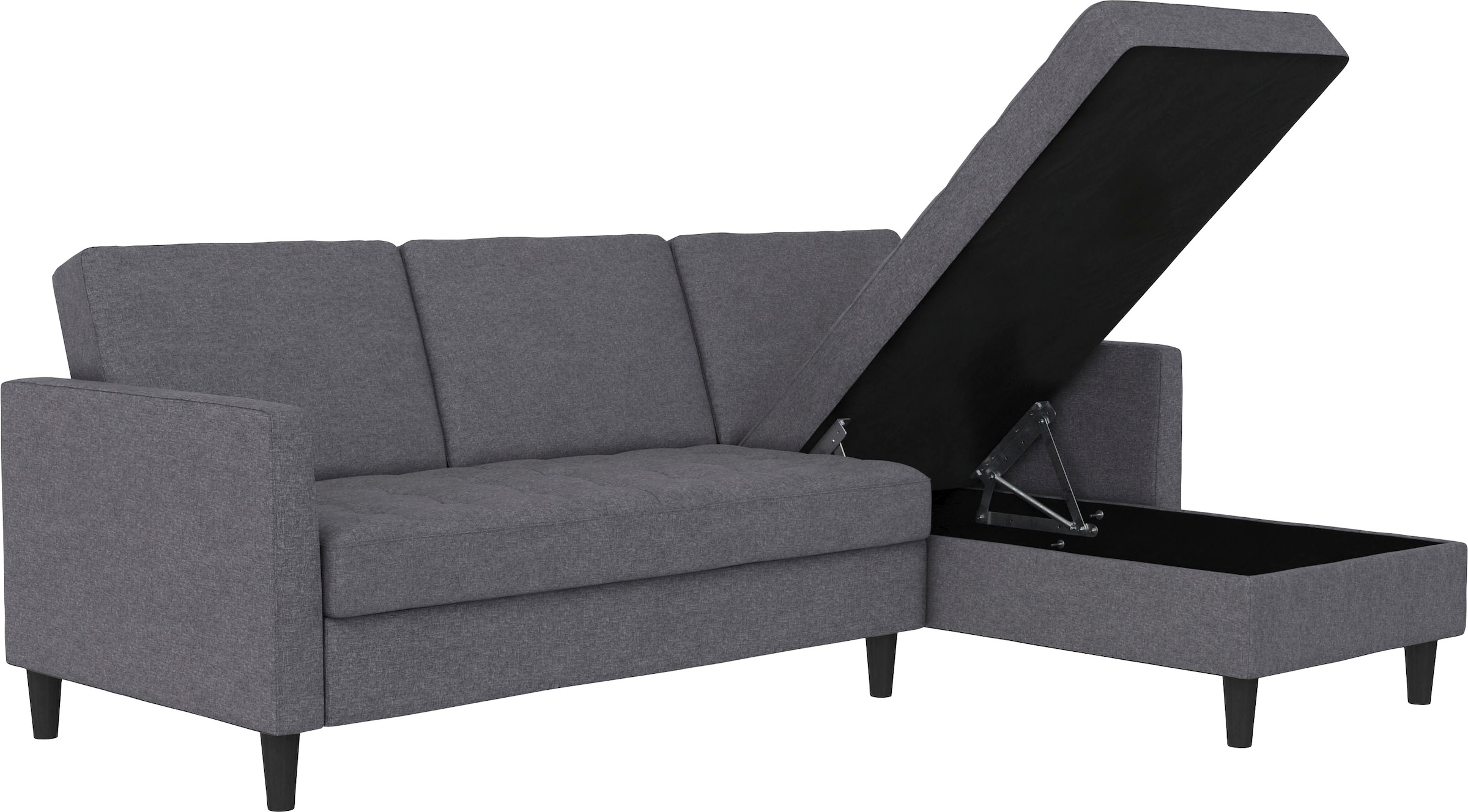 Dorel Home Ecksofa »Presley, L-Form,«, Ecksofa mit Bett-Funktion und Stauraum, verstellbare Rückenlehne