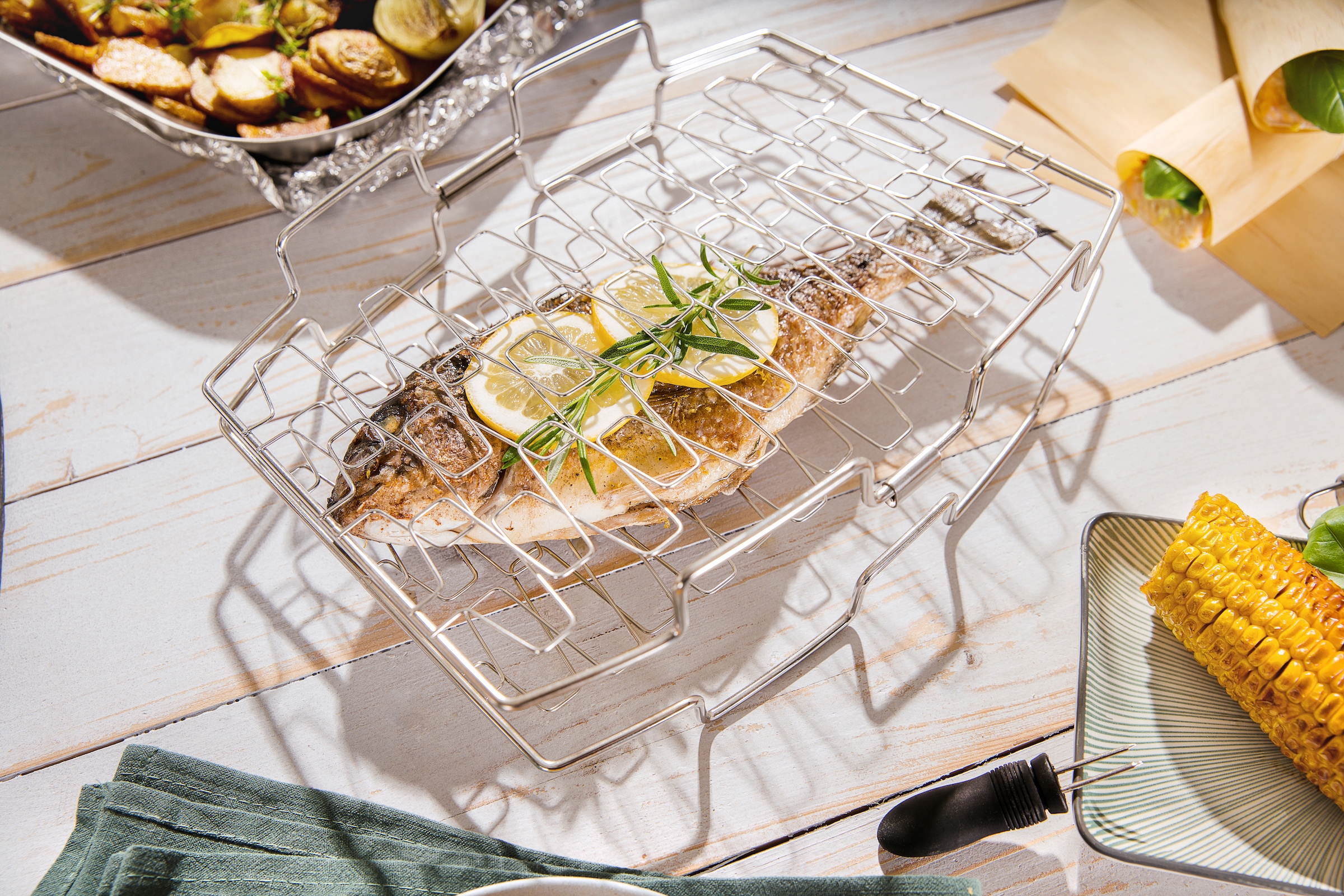 hecht international Grillguthalter »Pescado«, Edelstahl-Metall