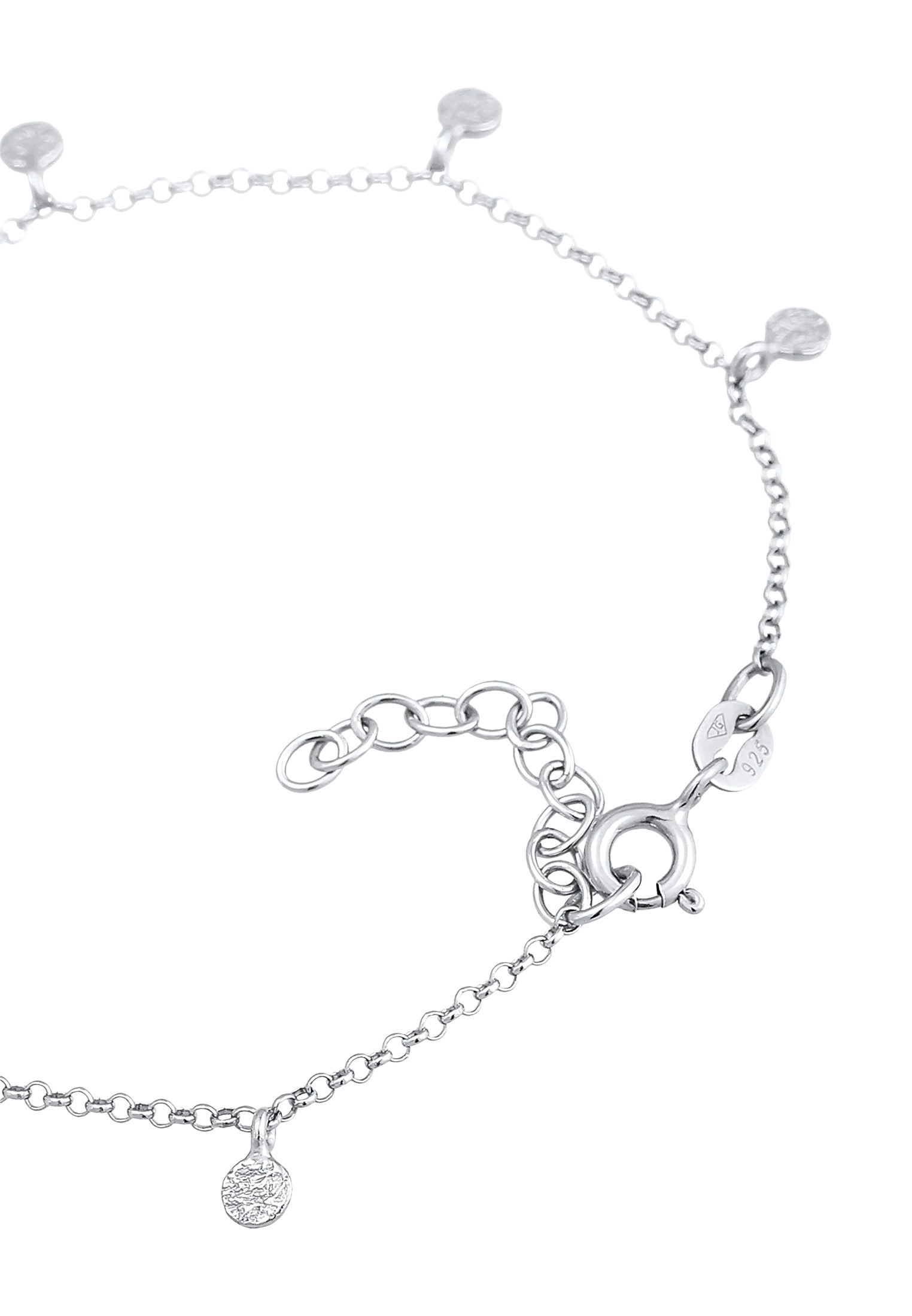 Elli Armkette »Armband Plättchen Coin Rund Matt Struktur 925 Silber«