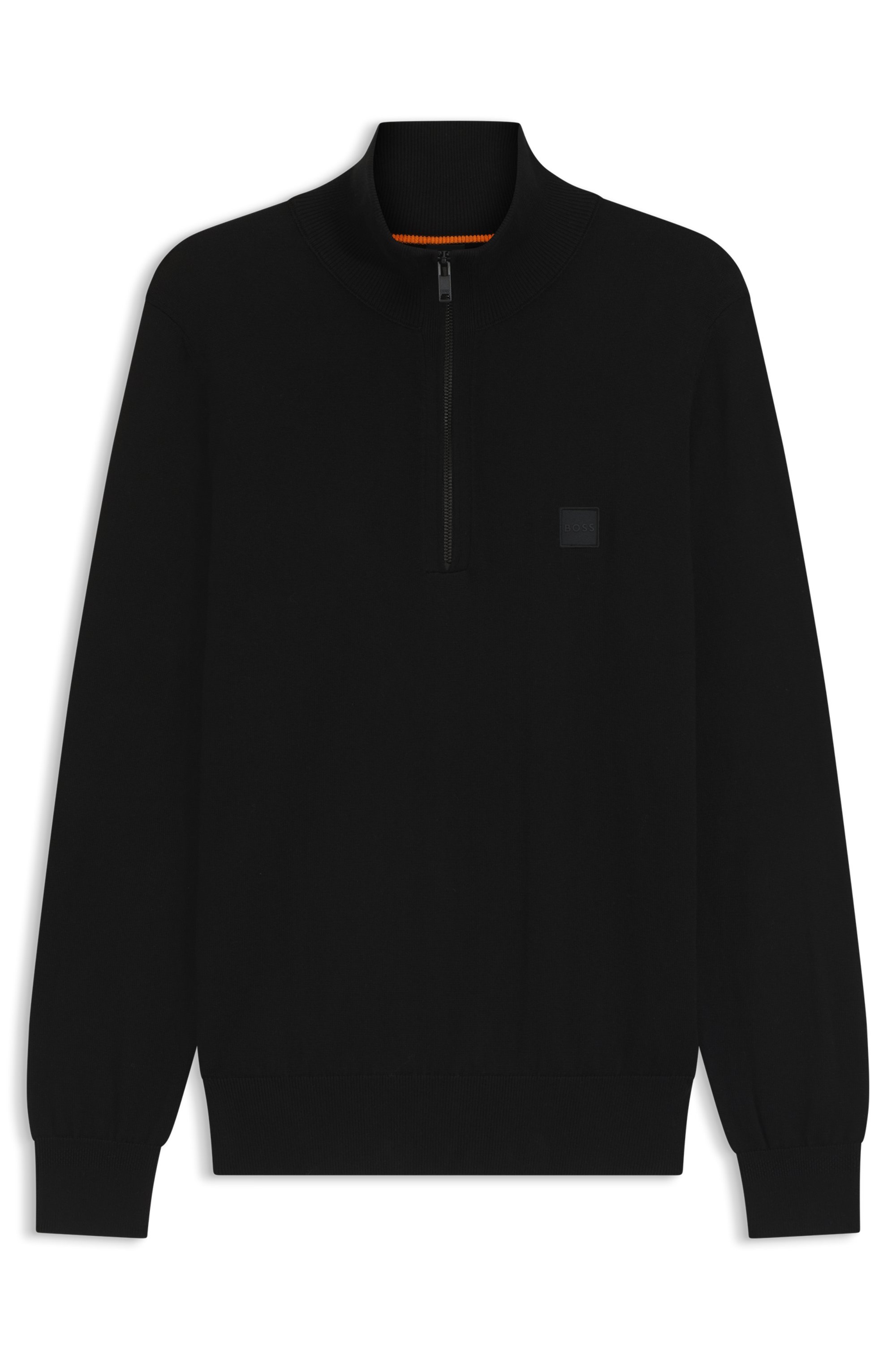 BOSS ORANGE Rollkragenpullover »Kanobix« Regular fit, Stehkragen mit Reißverschluss, Ton-in-Ton Logo