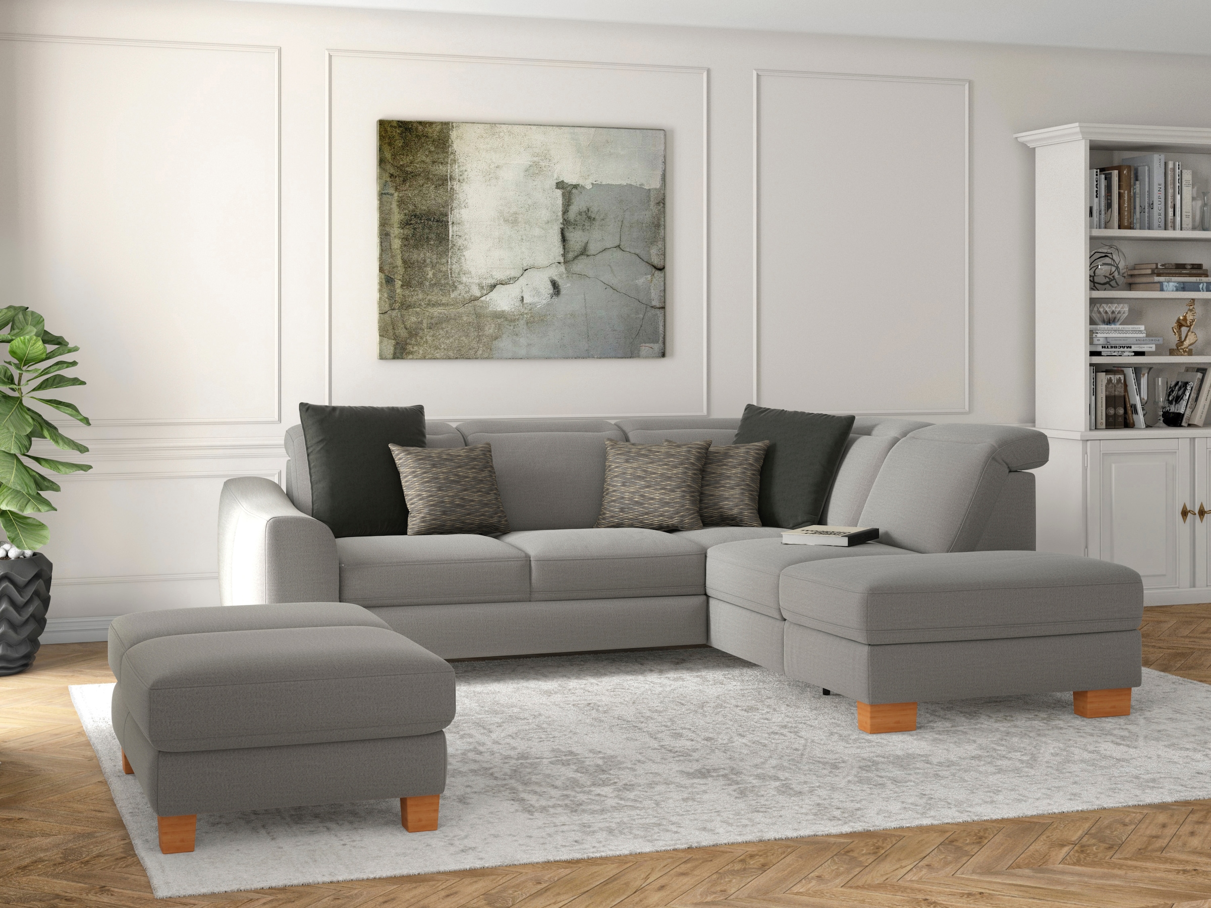 sit&more Ecksofa »Dundee L-Form« mit Federkern und Massivholzfüßen, wahlweise mit Kopfteilverstellung