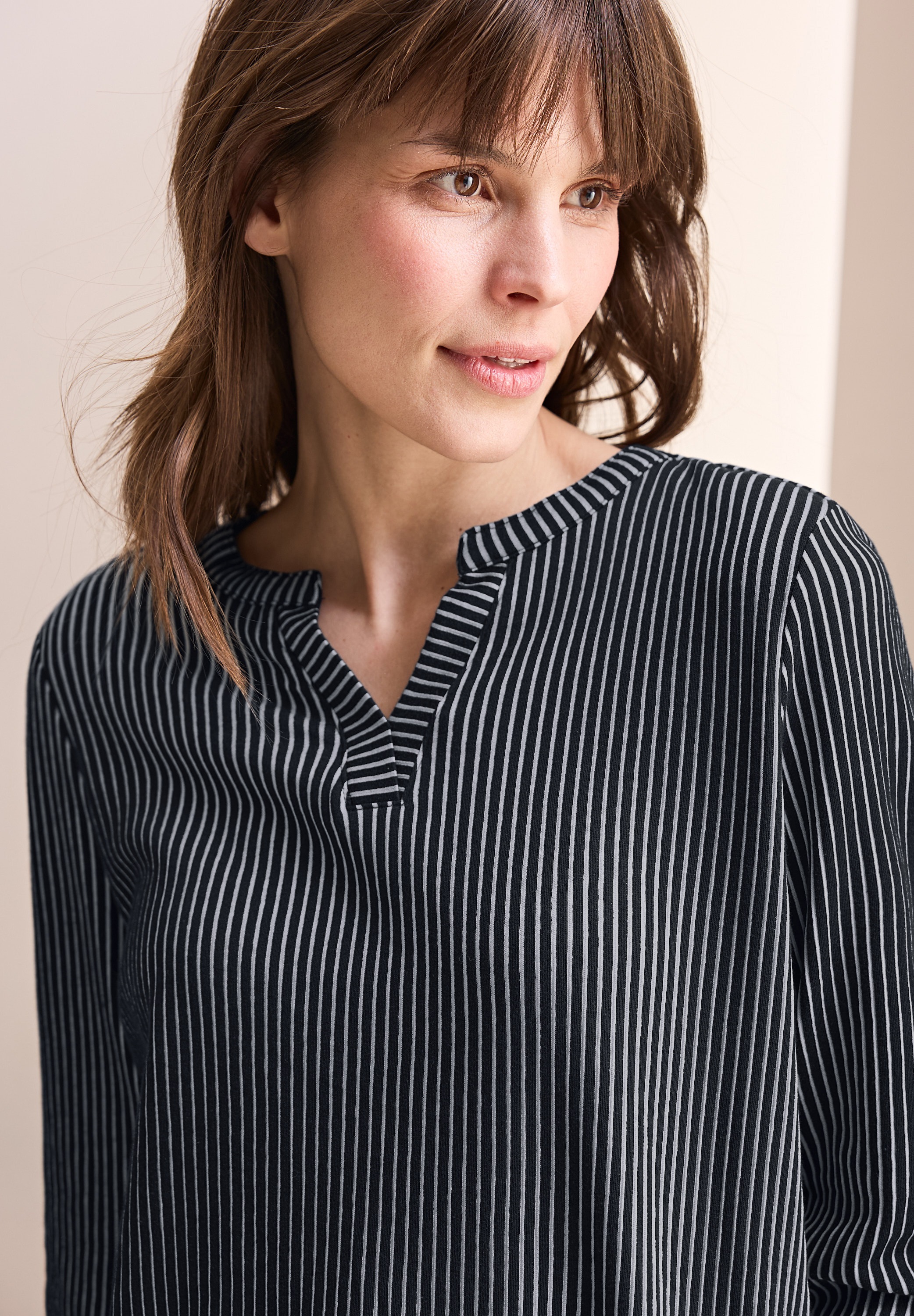 Cecil 3/4-Arm-Shirt, im Tunika-Look, mit geschlitztem Rundhals