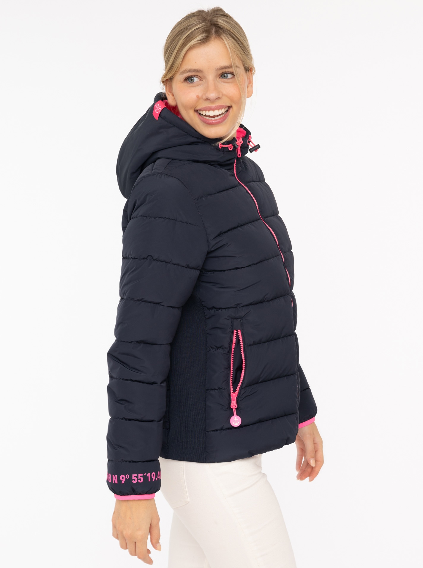 Zwillingsherz Steppjacke »"Moin Moin"«, mit Kapuze, Kapuze, wärmend, Kontrastnähte