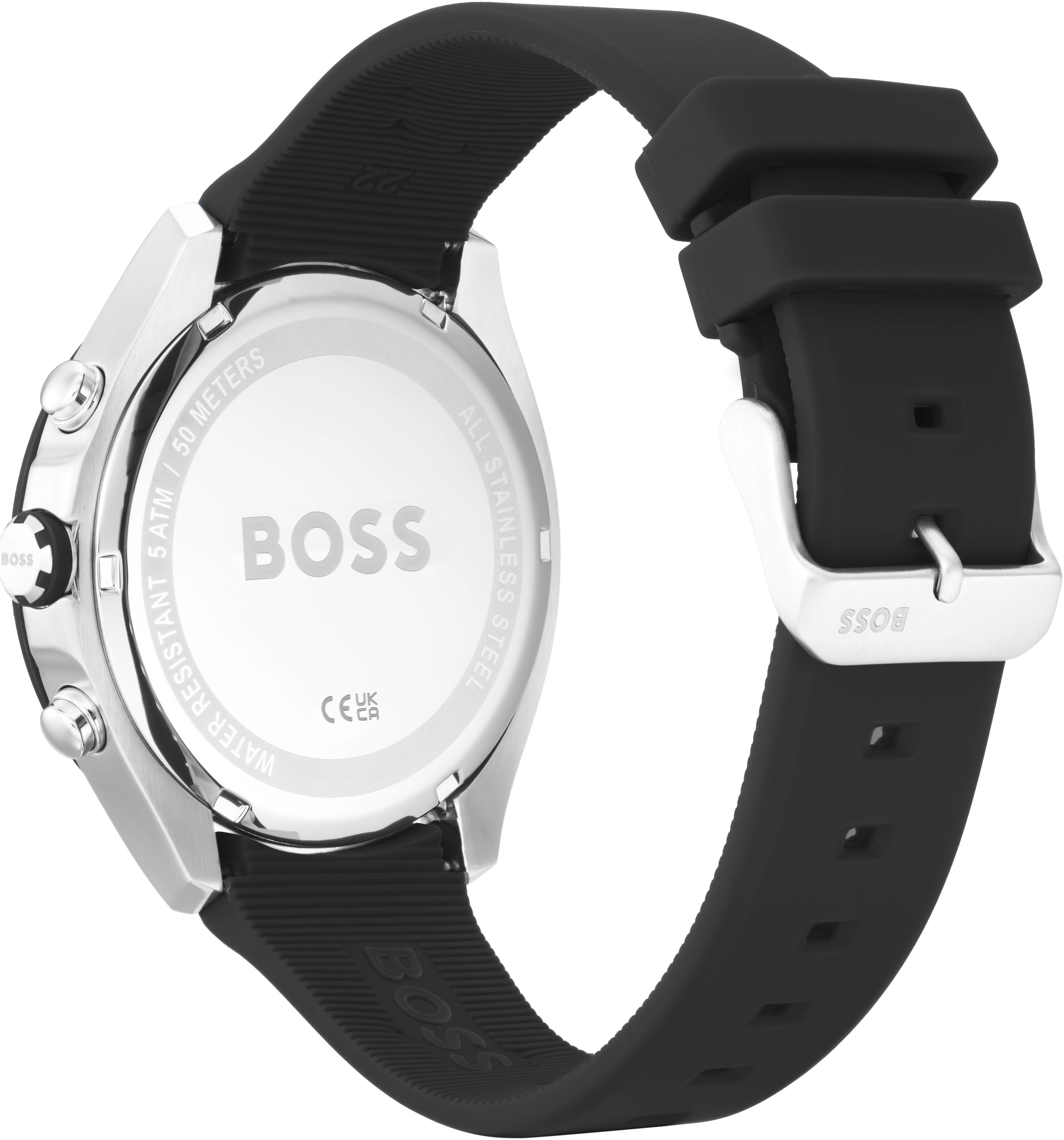 BOSS Chronograph »VELOCITY«, Quarzuhr, Herrenuhr, Armbanduhr, Stoppfunktion, Silikonarmband