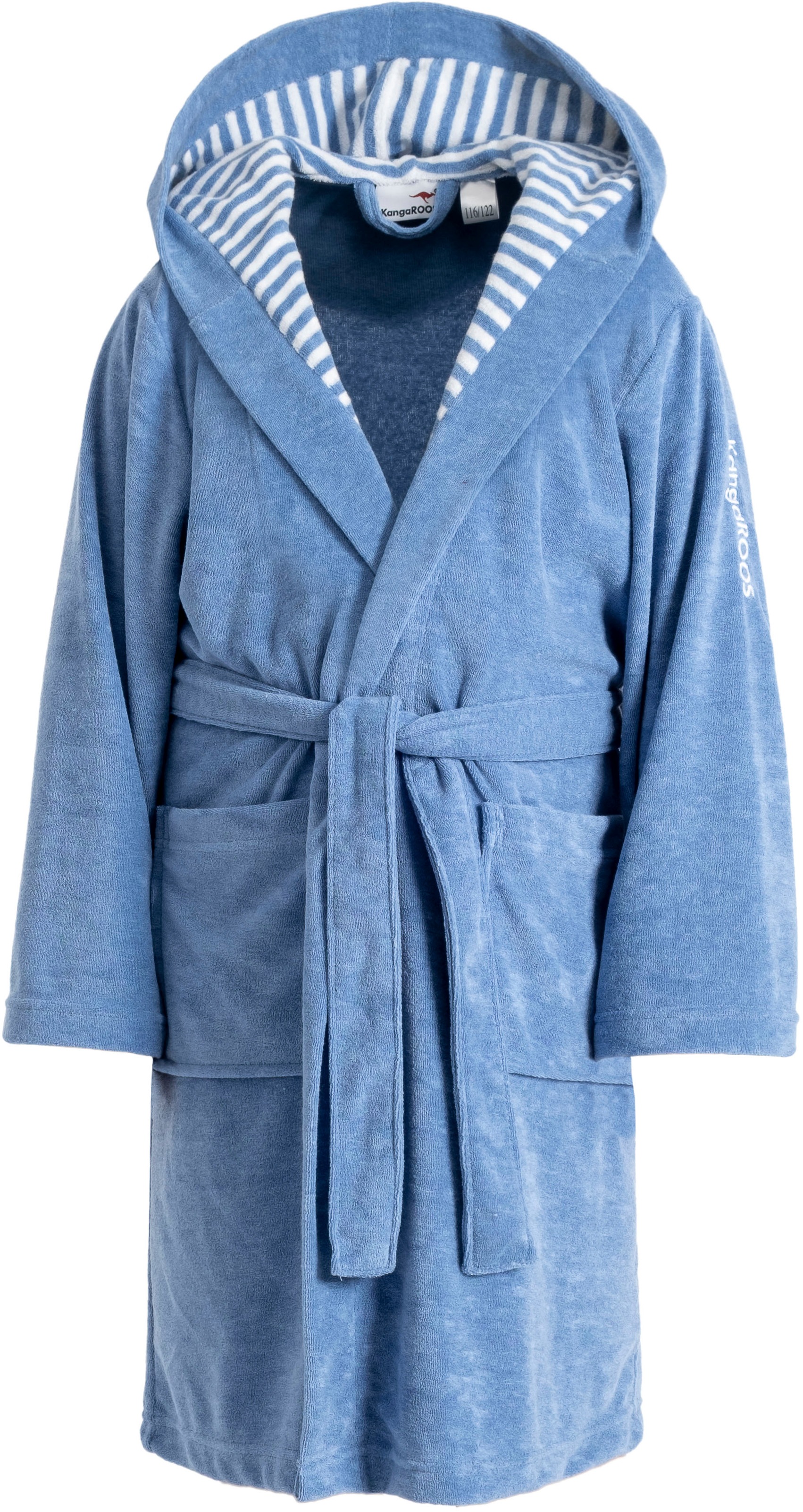 KangaROOS Kinderbademantel »Dalia, Ideal für Zuhause, Schwimmbad oder im Urlaub« 1 Stk. Uni-Farben mit Streifen