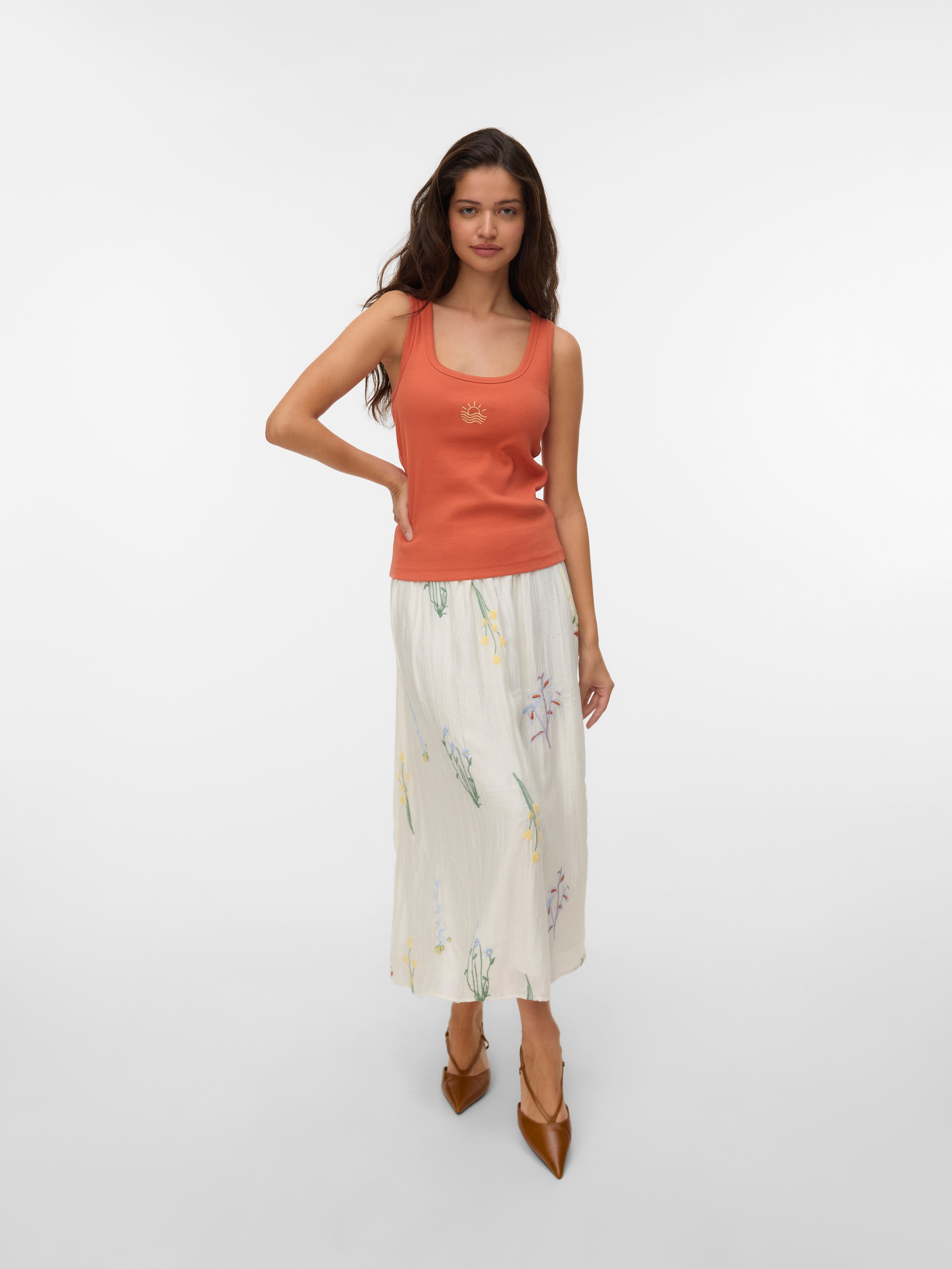 Vero Moda Sommerrock »VMLINA HW 7/8 EMB SKIRT WVN« Viskosemischung, normal geschnitten, mit Stickerei