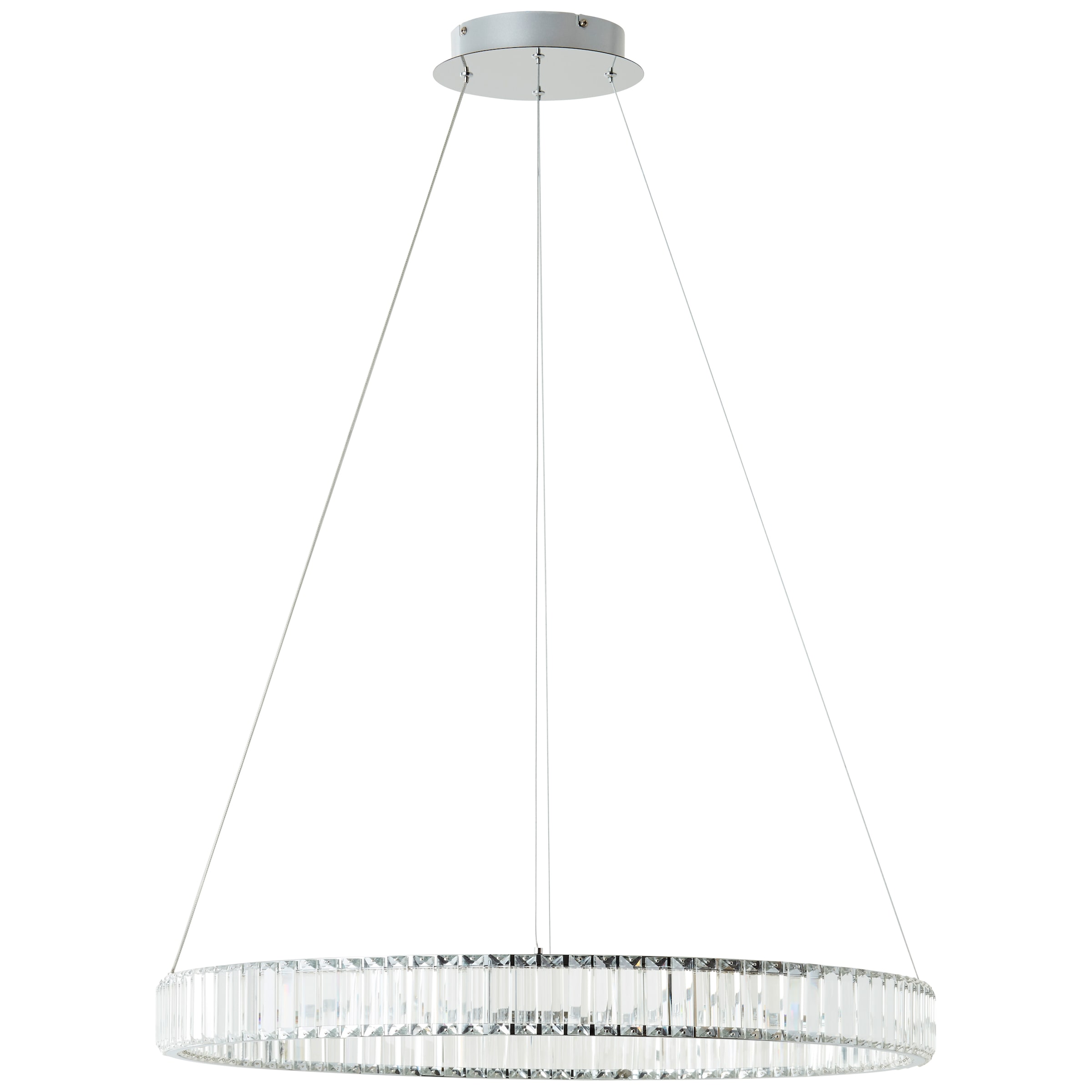 Brilliant LED Pendelleuchte »Queen«, Höhe 150cm, Ø 80cm, 6000lm, kürzbar, Aluminium/Kunststoff, chromfarben