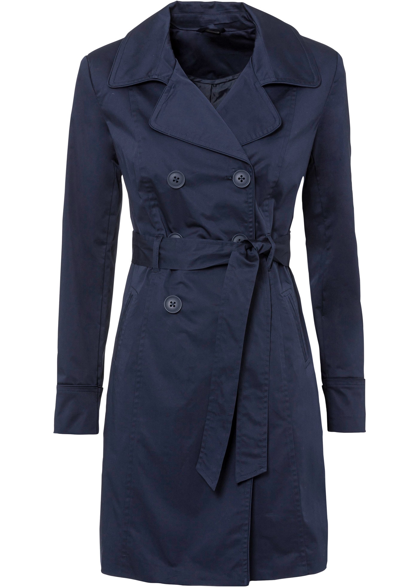 bonprix Trenchcoat mit abnehmbarem Bindegürtel, 2-Reiher