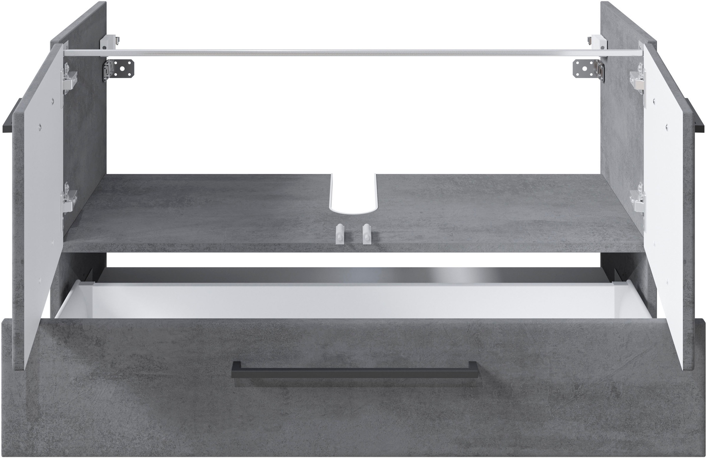 Saphir Badmöbel-Set »Quickset 945 3-teilig, Keramik-Waschtisch mit LED-Spiegelschrank«, (4 St.), Midischrank, 6 Türen, 3 Schubladen, 8 Einlegeböden, inkl. Türdämpfer