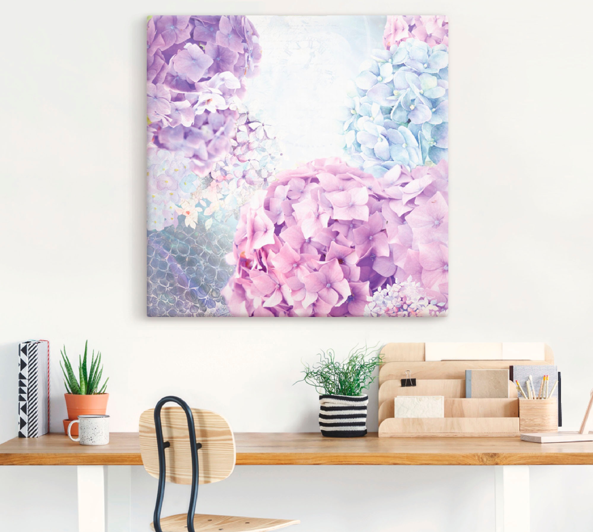 Artland Wandbild »Blau und Pink Hortensie«, Blumen, (1 St.), als Leinwandbild, Wandaufkleber in verschied. Größen