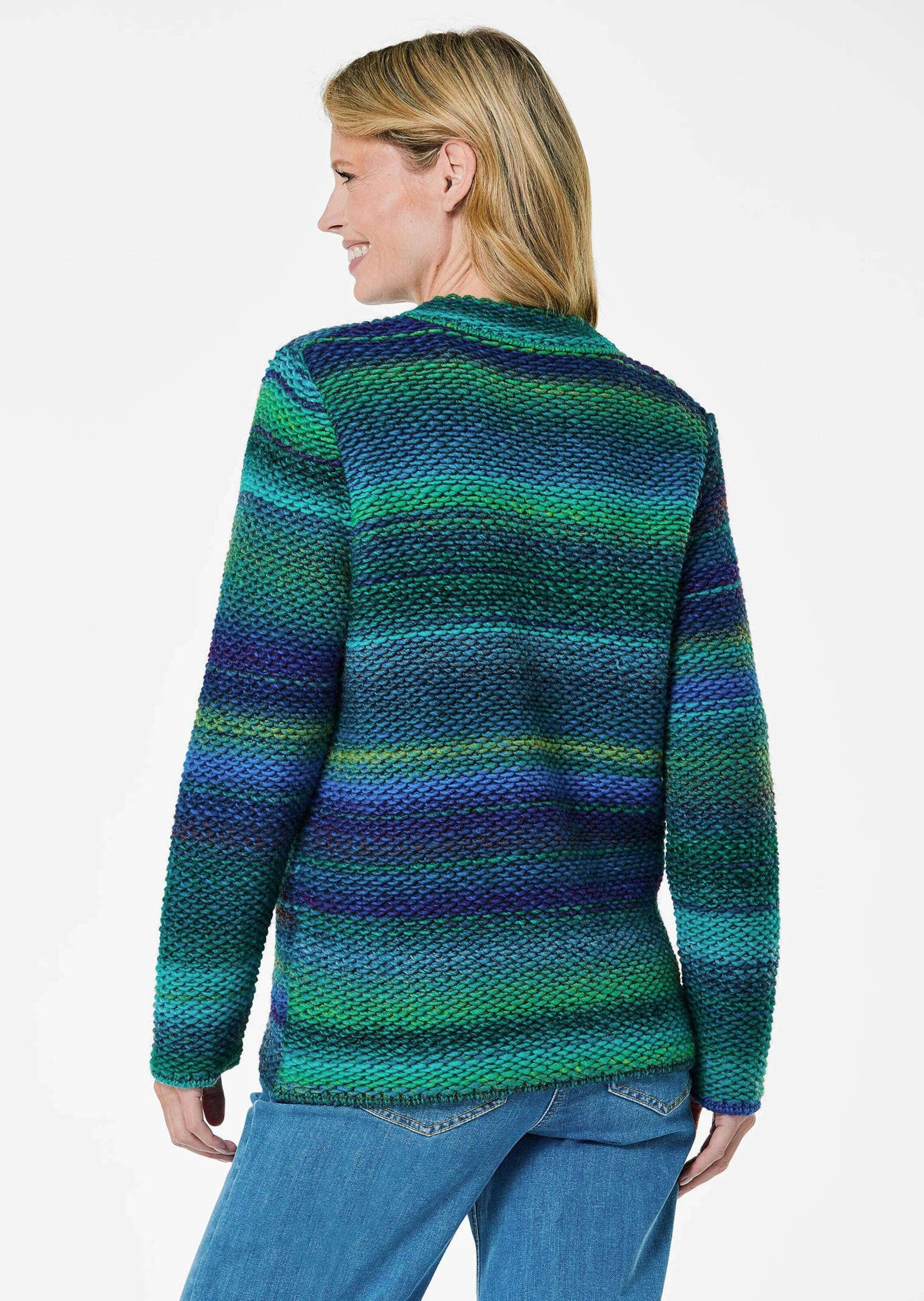 GOLDNER Strickjacke »Kurzgröße Strickjacke mit Multicolor Ringeloptik«
