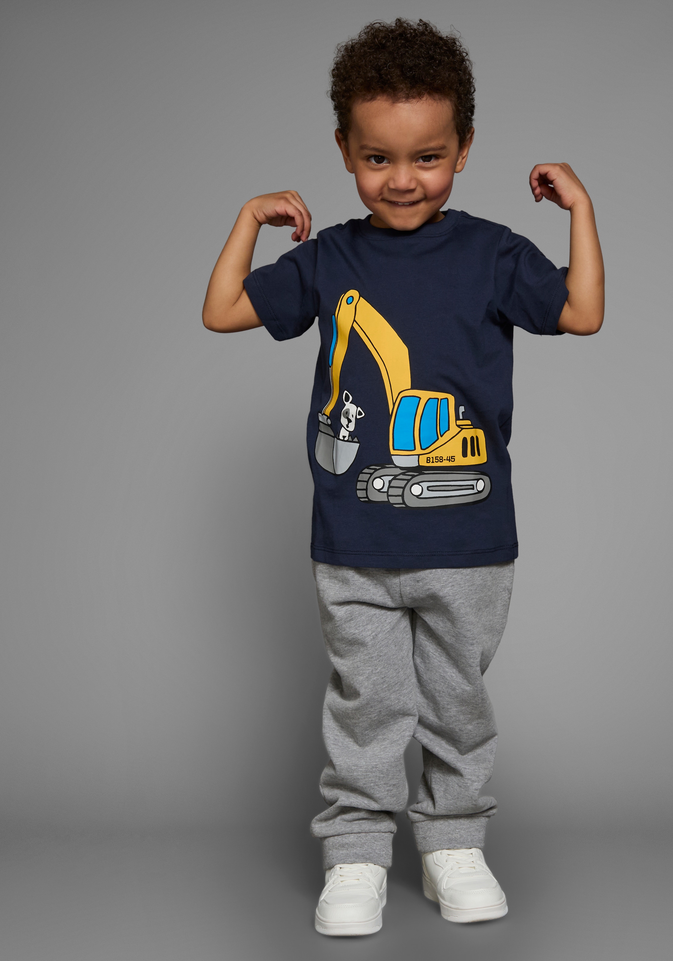 KIDSWORLD T-Shirt, Kurzarm, Basic-Passform, mit stylischem Druck, mit Rippbündchen