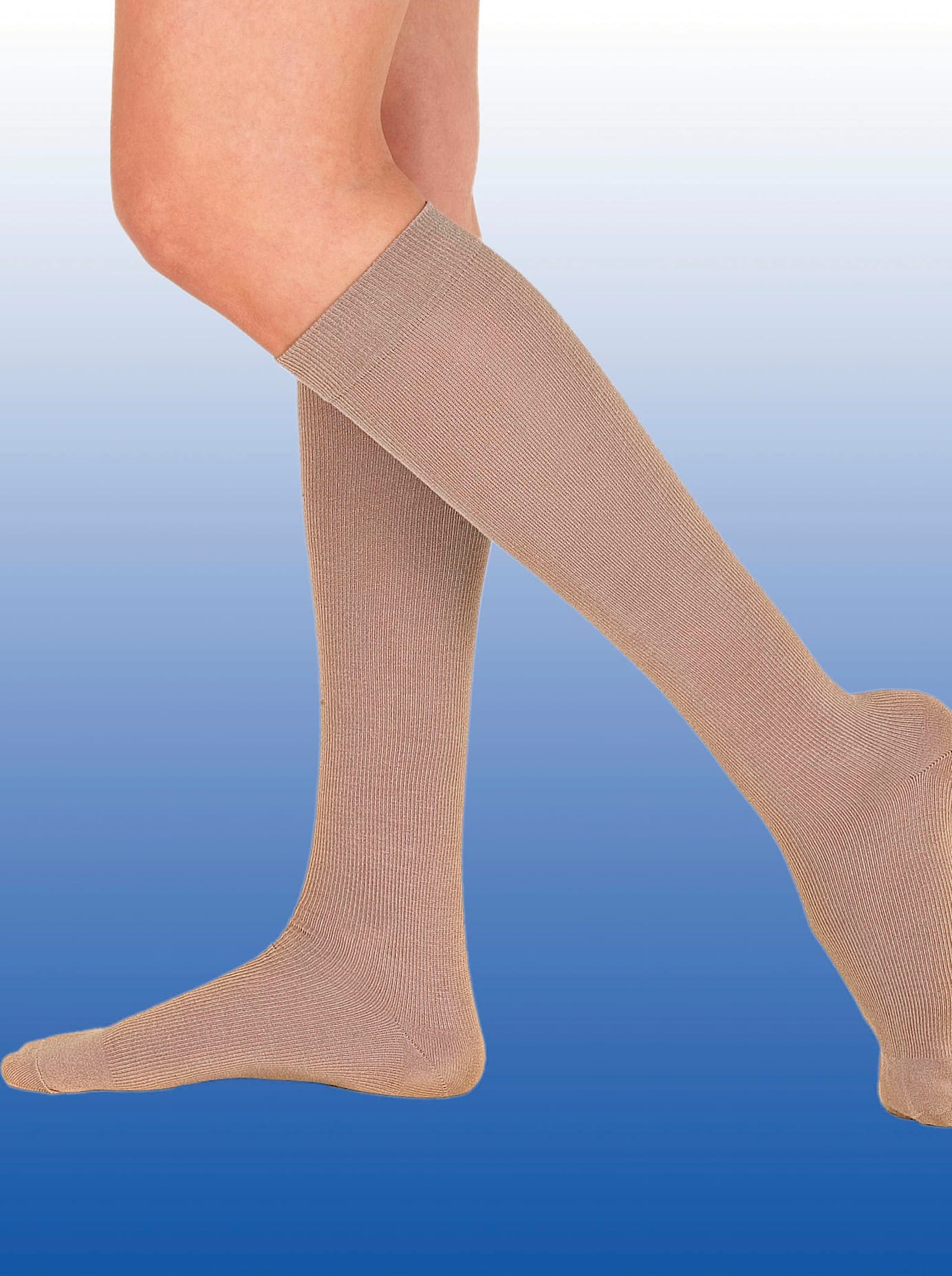 DamenKniestrümpfe4Paartlg. in beige, Größe 3