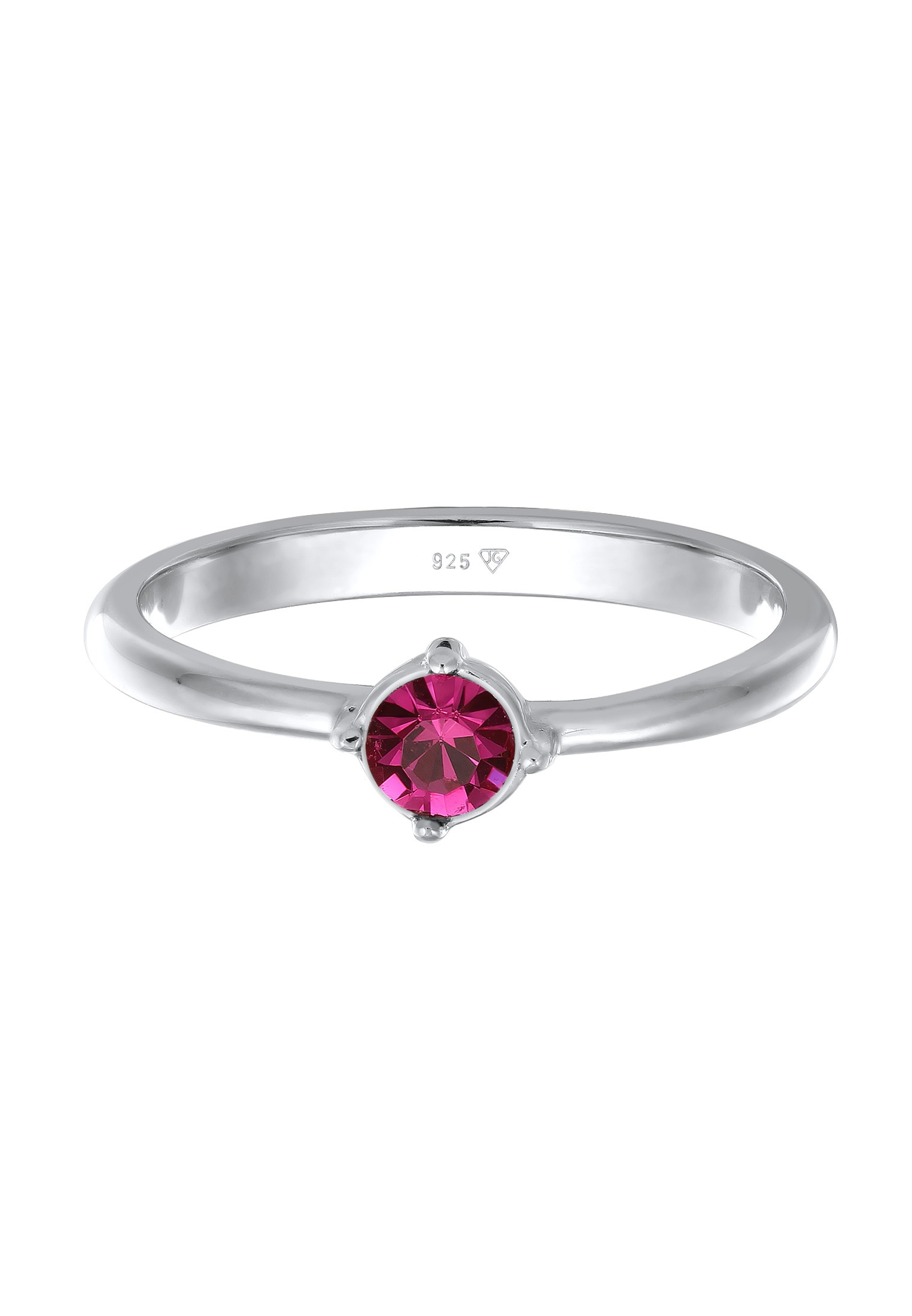 Elli Silberring »Ring Solitär Kristall Rot-Rosa Klassik 925 Silber«