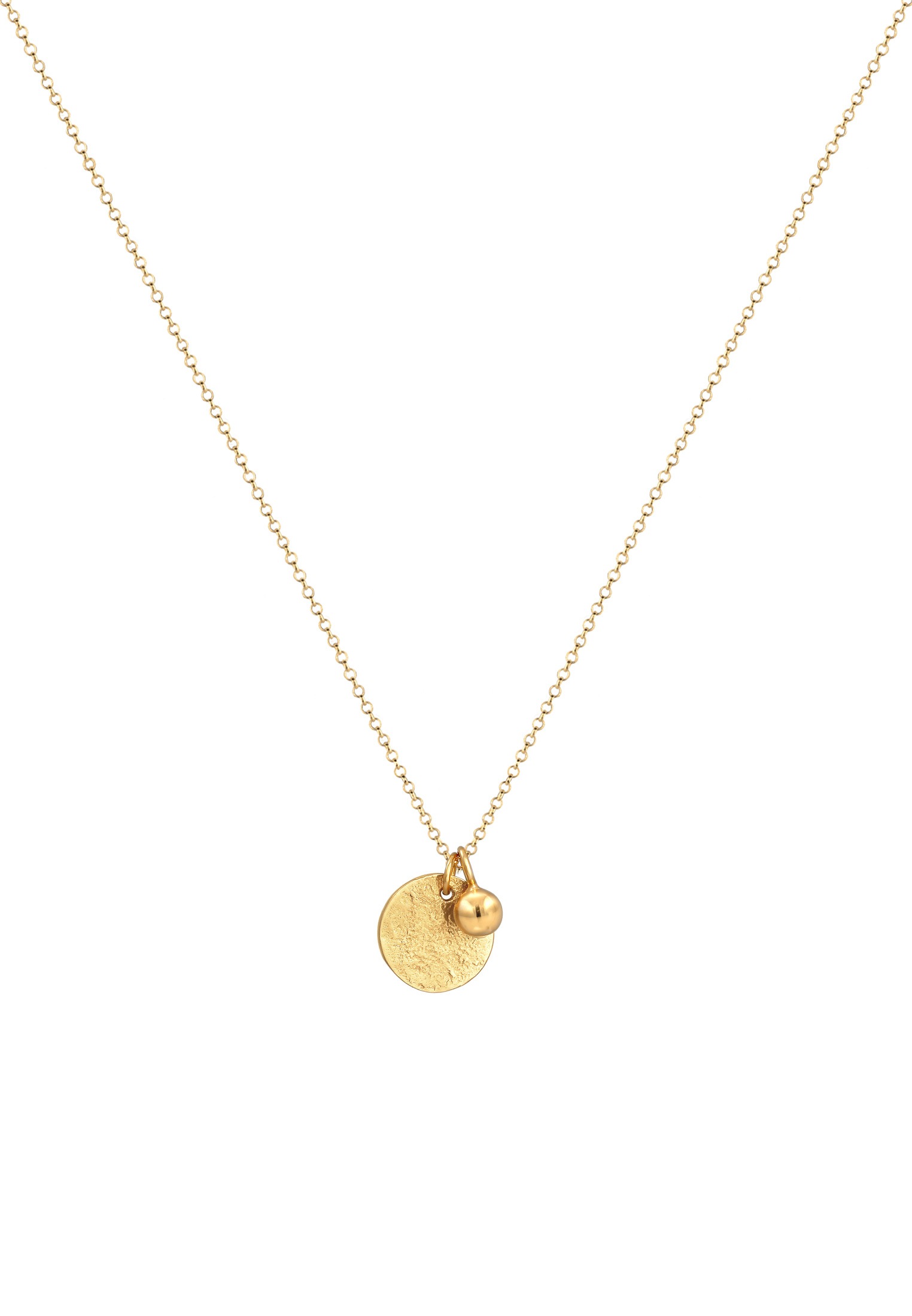 Elli Kette mit Anhänger »Halskette Plättchen Münze Organic Look Geo Kugel 925 Silber«