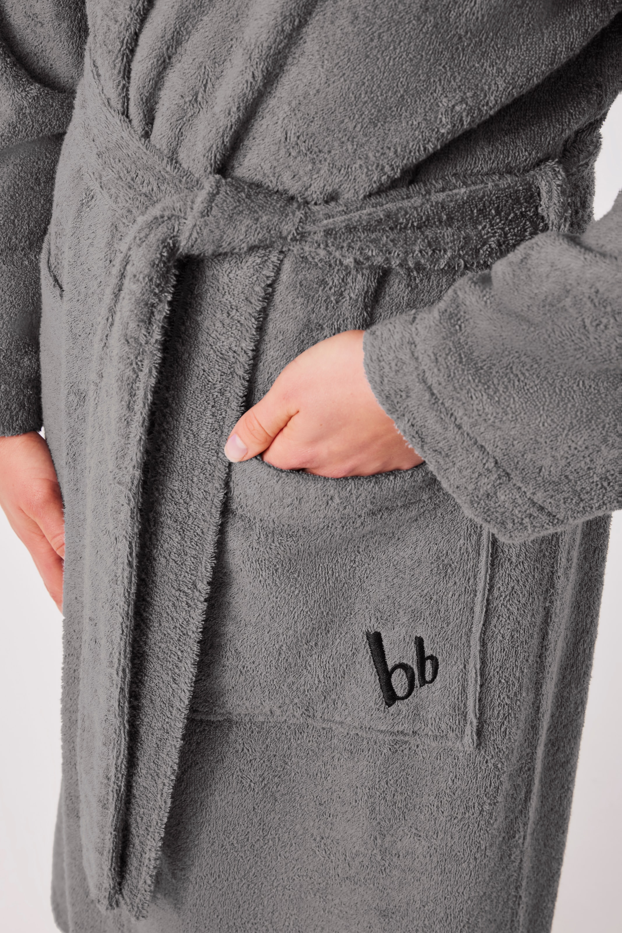 Bruno Banani Unisex-Bademantel »Robby, ideal für Sauna & Spa, Standardlänge & Überlänge« 1 Stk. Damen & Herren Bademäntel, Baumwolle, mit Taschen, Sauna, XS-3XL