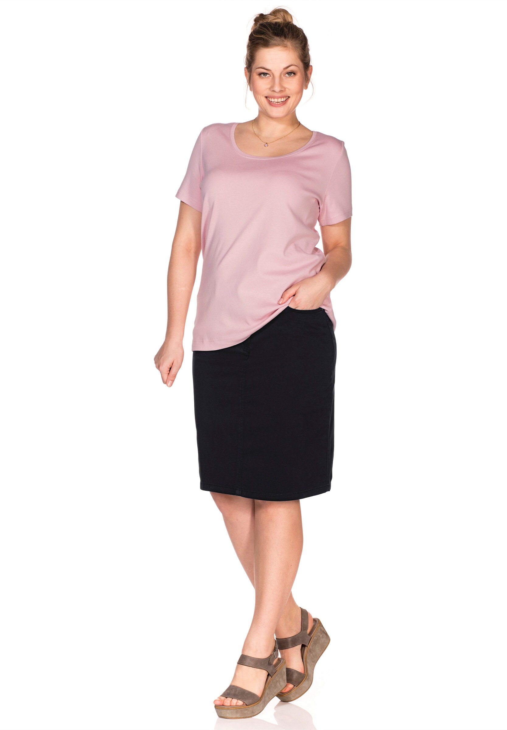 Sheego Bleistiftrock »Bleistiftrock Bleistiftrock aus Stretch-Twill« mit Gehschlitz