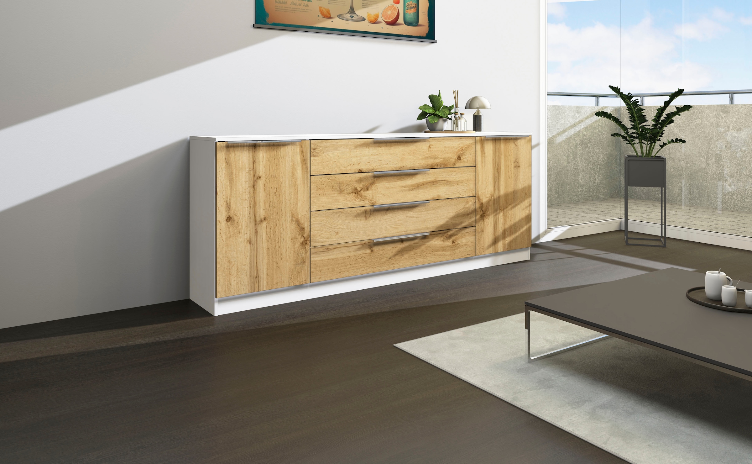 borchardt Möbel Kommode »Oliva«, Breite 200 cm, mit 4 Schubkästen