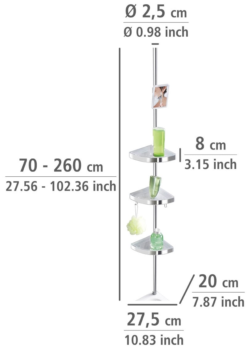 WENKO Teleskopregal »Premium«, 3 Ablagen, 1 Spiegel