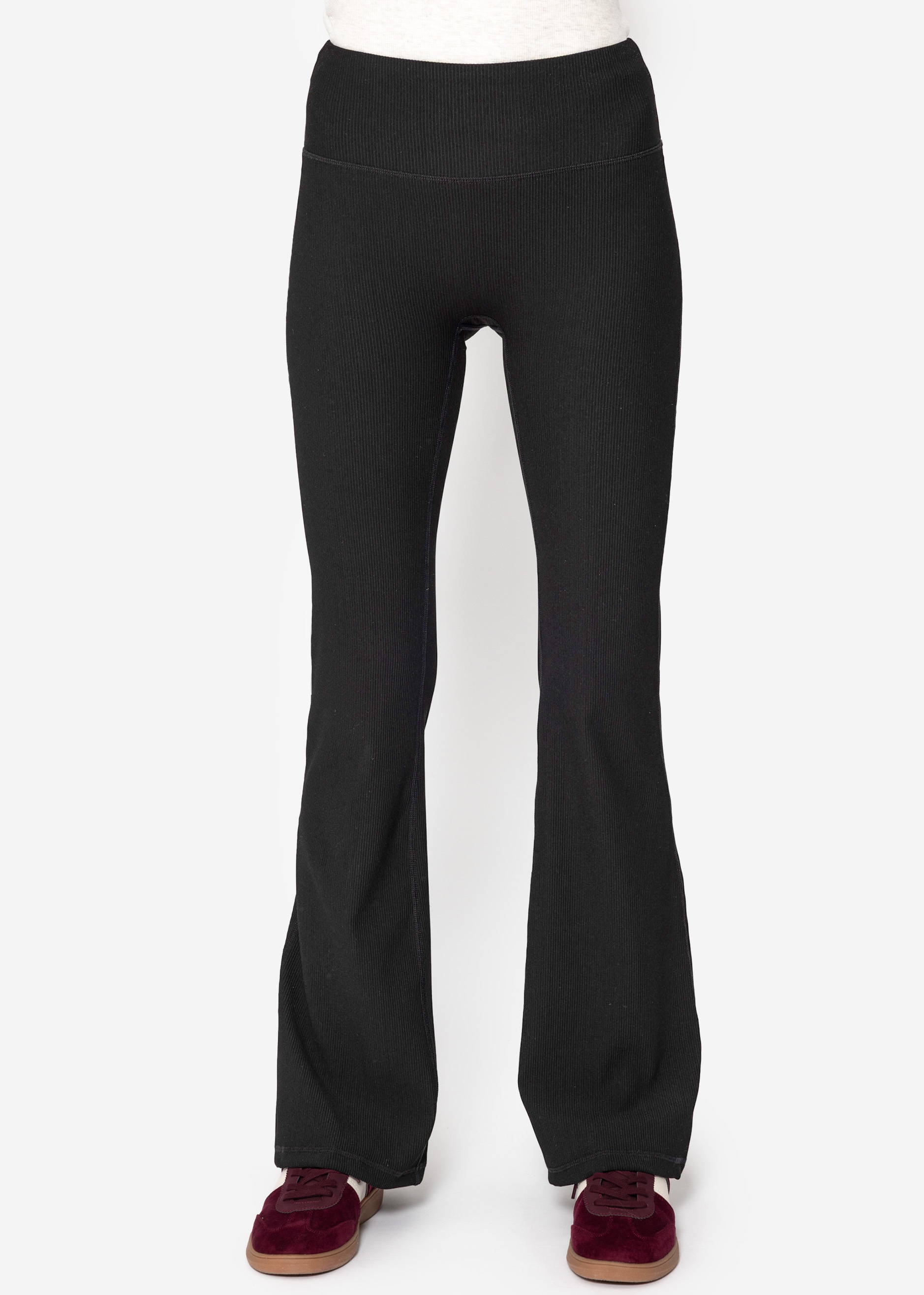 SASSYCLASSY Leggings »Flare Leggings mit Rippstruktur«  Figurbetonte High Waist Damen Leggings in Flare-Stil mit Rippstruktur