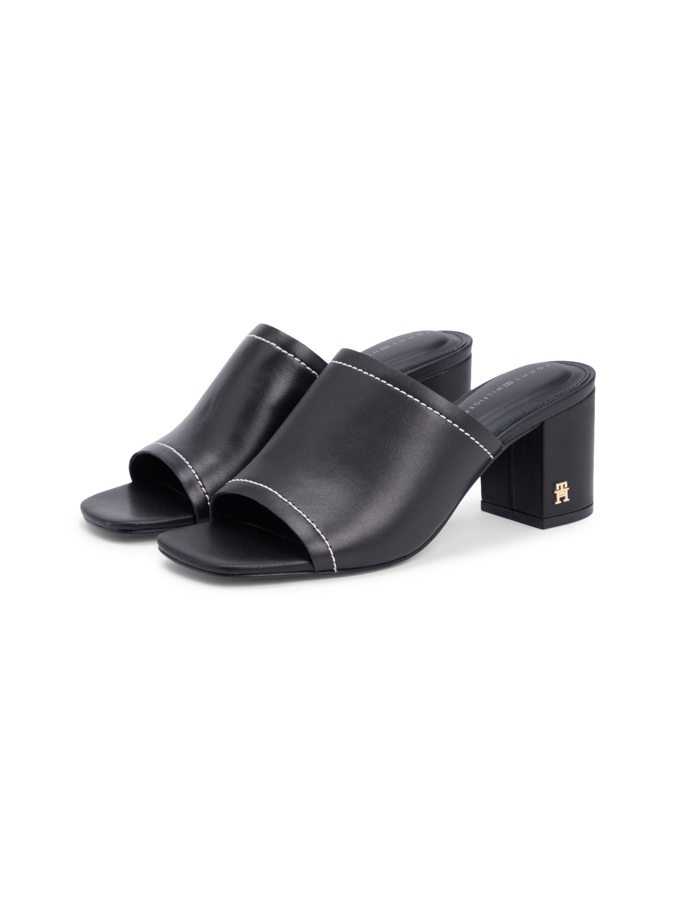 Tommy Hilfiger Pantolette »TH BLOCK HEEL MULE LTH«  Sommerschuh, Businessschuh mit weicher Bandage