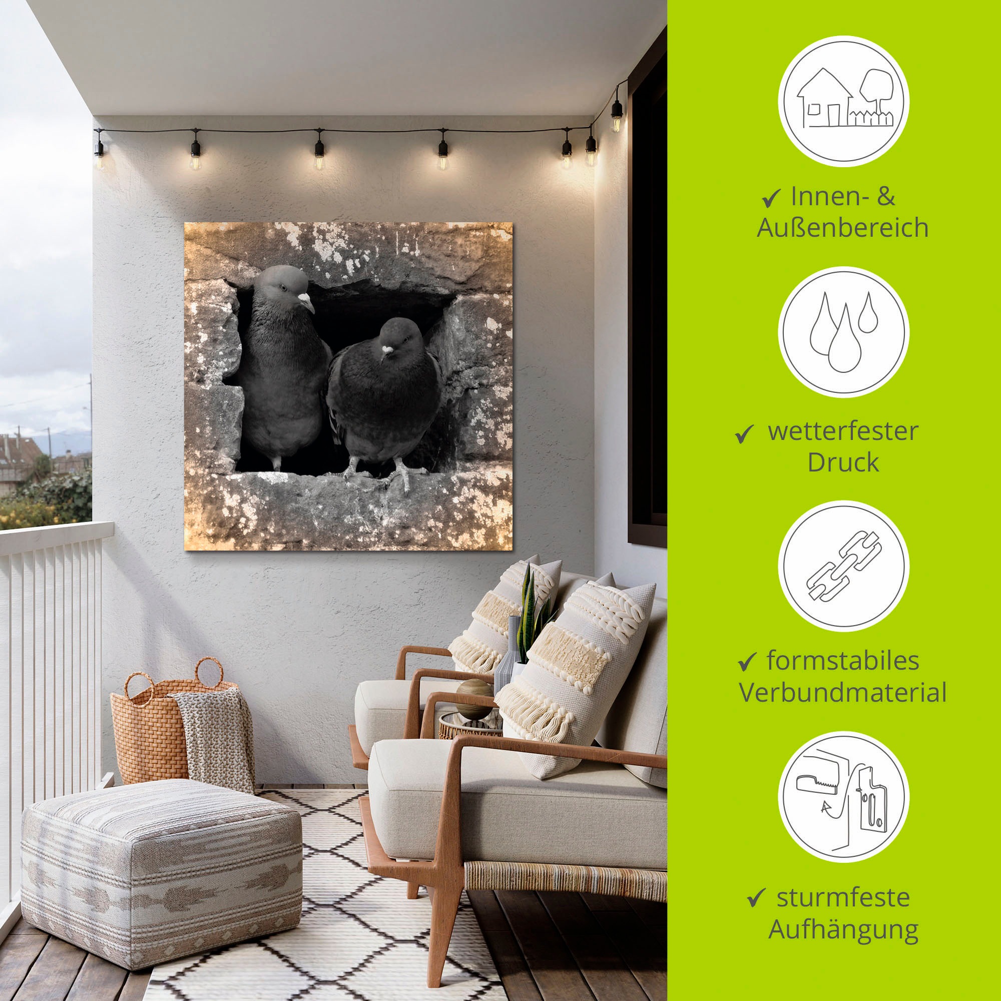 Artland Wandbild »Tauben Liebe«, Vögel, (1 St.), als Alubild, Outdoorbild, Leinwandbild, Poster in verschied. Größen