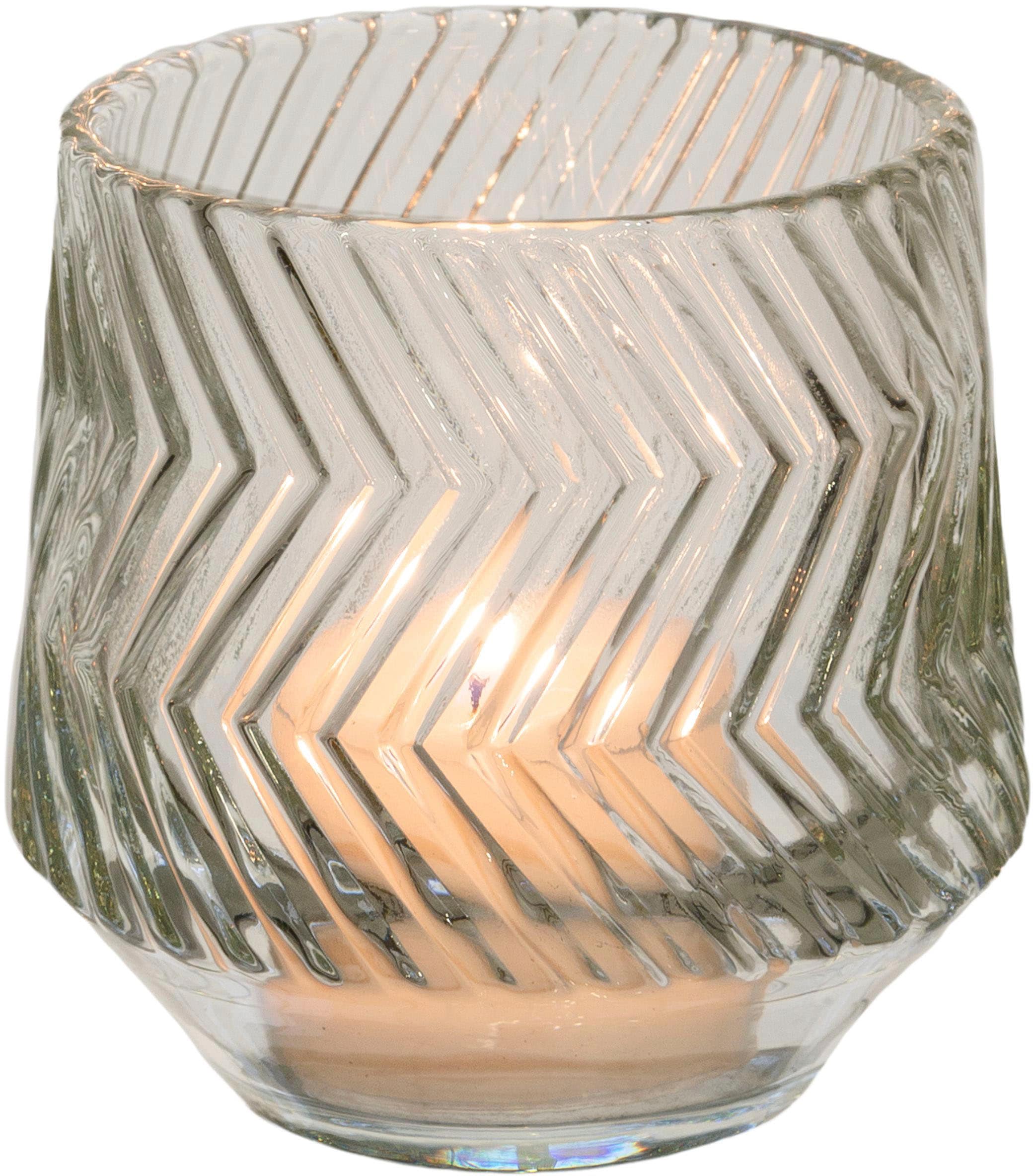 Creativ home Windlicht »Kerzenhalter Relief«, (Set, 5 St.), Teelichthalter aus Glas, mit geschliffener Oberfläche