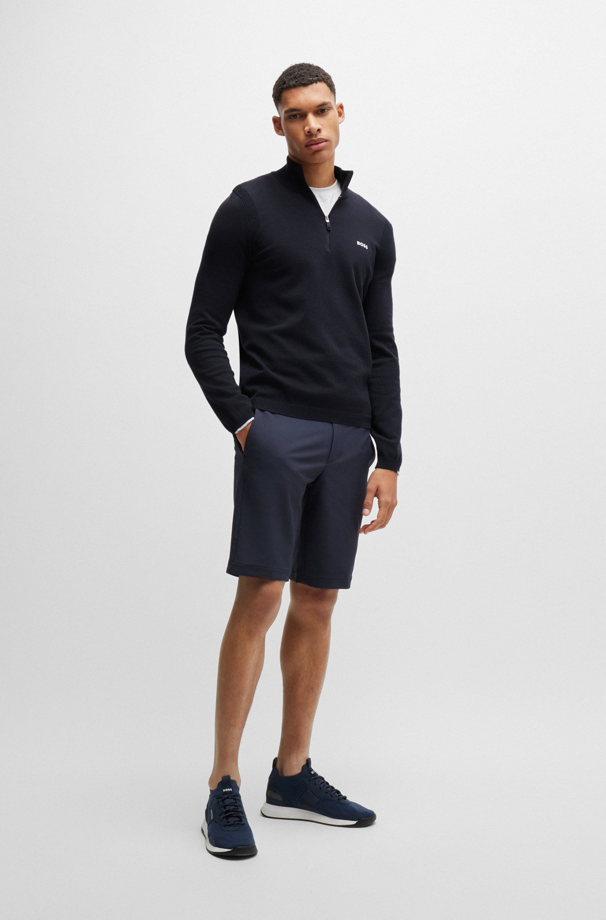 BOSS GREEN Strickpullover »Ever-X QZ«, mit Reißverschluss