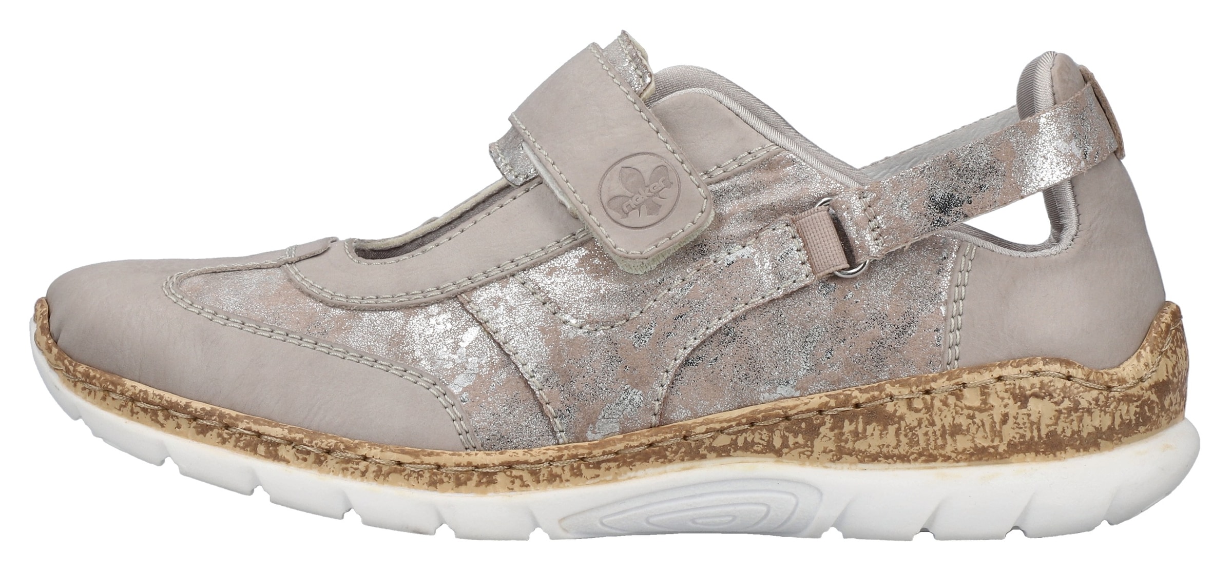 Rieker Klettschuh, Slipper, Halbschuh, Freizeitschuh, Sneaker, Keilabsatz in Korkoptik