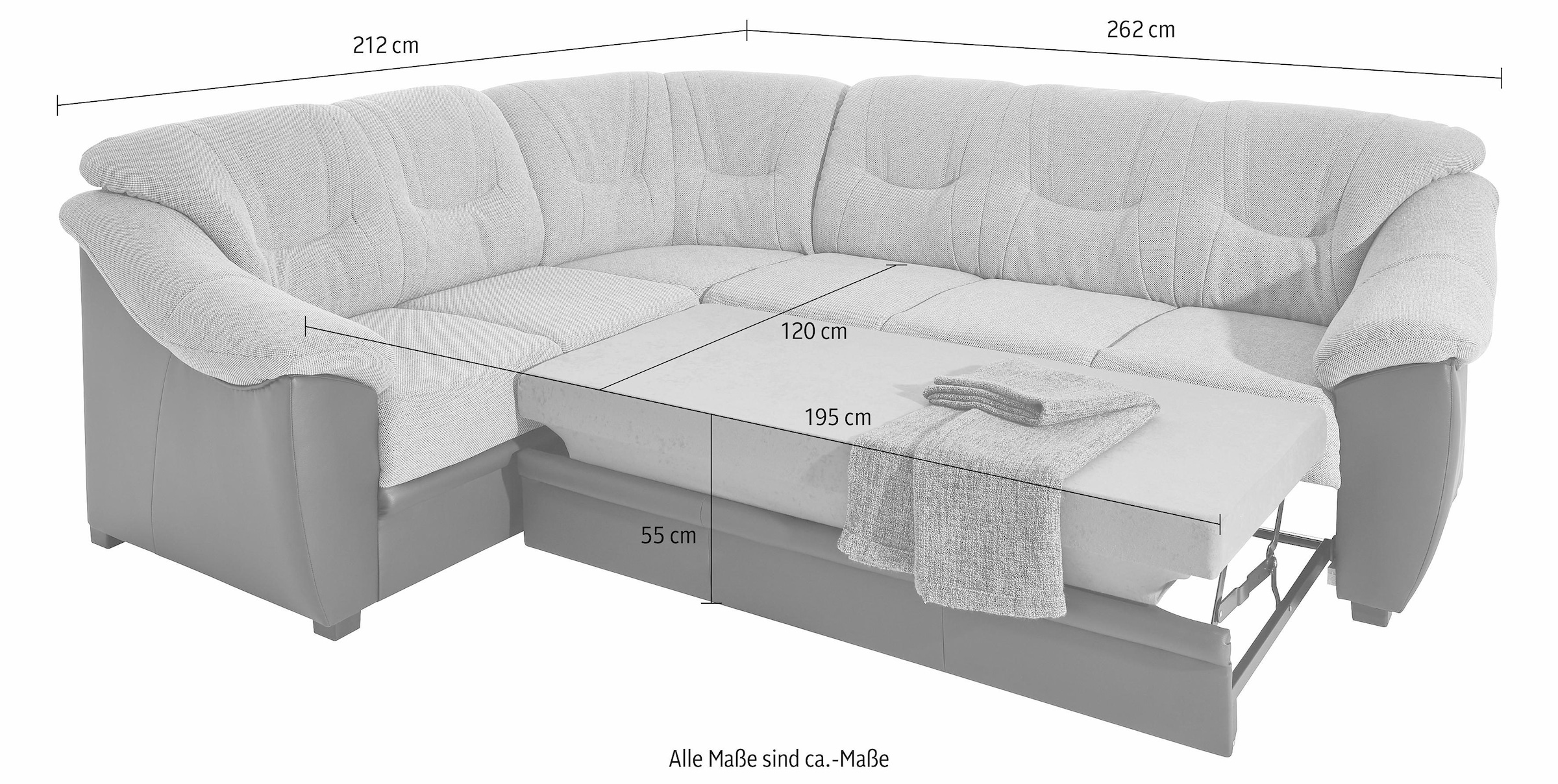 sit&more Ecksofa »Savona L-Form«, wahlweise mit Bettfunktion, inklusive Federkern, frei im Raum stellbar
