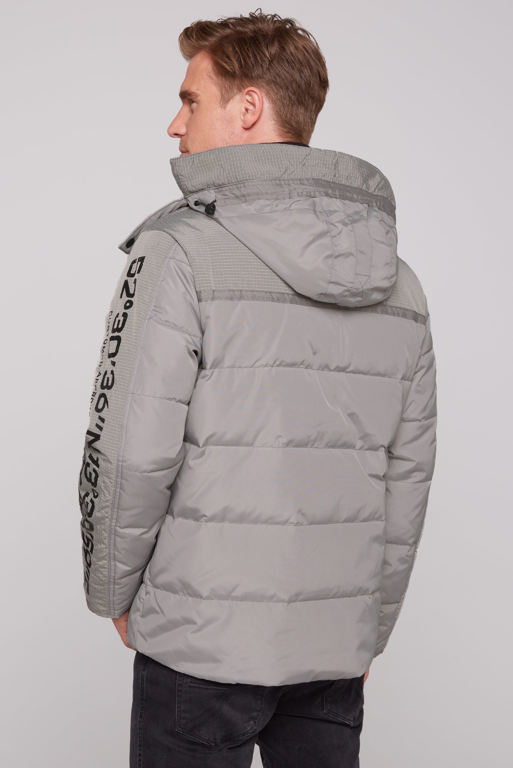 CAMP DAVID Steppjacke, mit Kapuze, mit Kapuze und Rippstop-Details