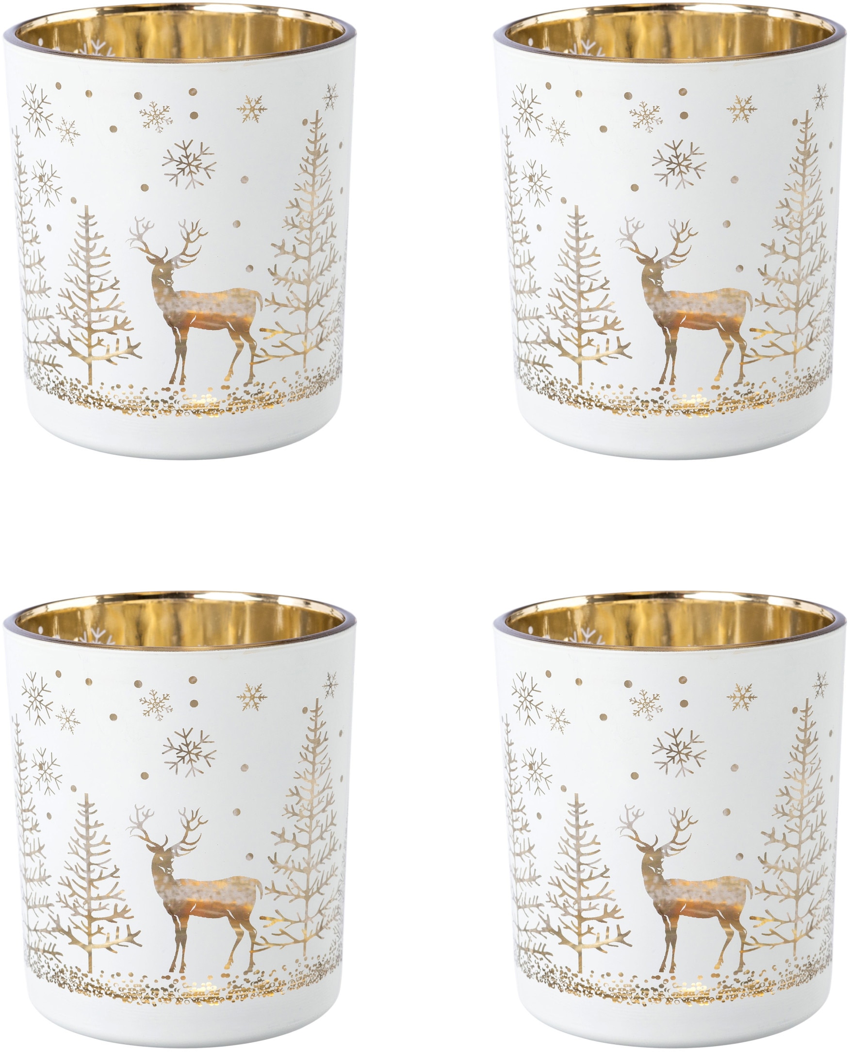 Creativ deco Teelichthalter »Weihnachtsdeko«, (4 St.), mit goldfarbener  Innenseite im OTTO Online Shop
