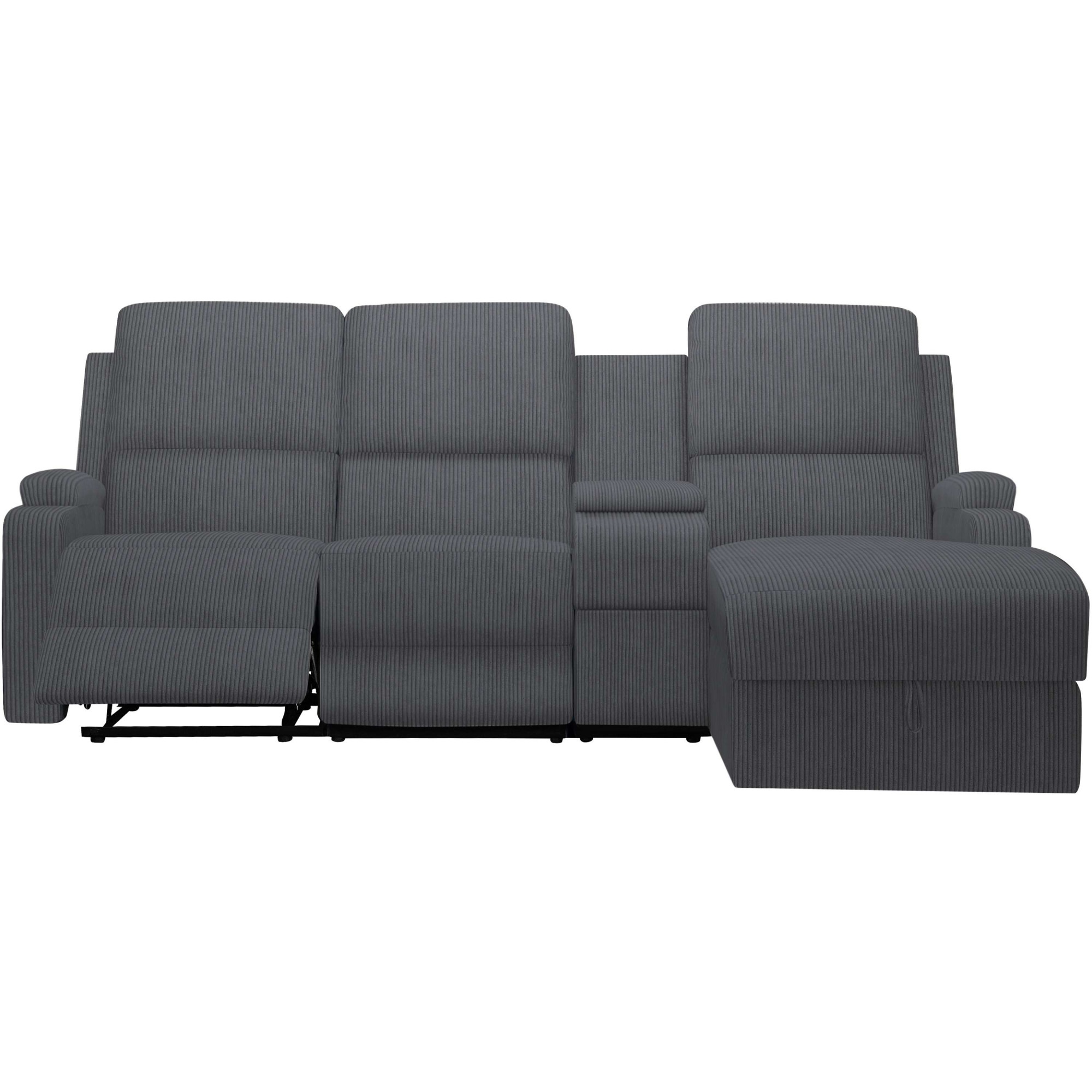 Home affaire Ecksofa »NAPORI Multimediasofa, 3er Kinosessel XXL, L-Form, Cord«, Kinosofa mit Relaxfunktion, Getränkehalter, Staufach und Staukasten