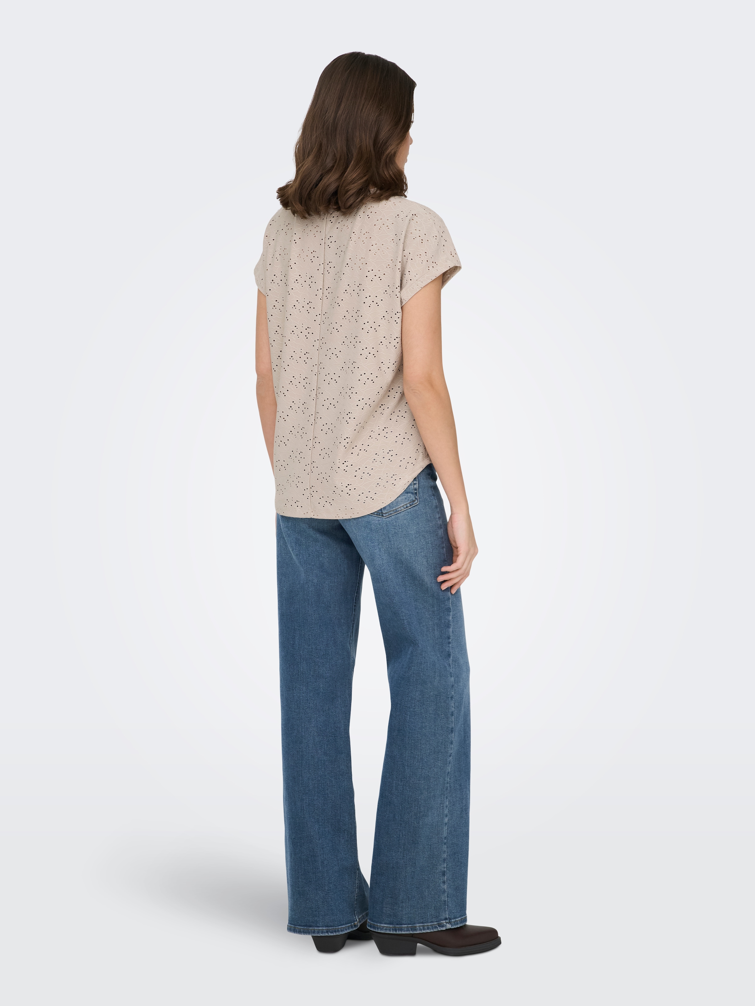 ONLY Kurzarmshirt »ONLSMILLA LIFE S/S TOP JRS NOOS« regular fit, modisch, Single Jersey, Materialmix, Rundhals